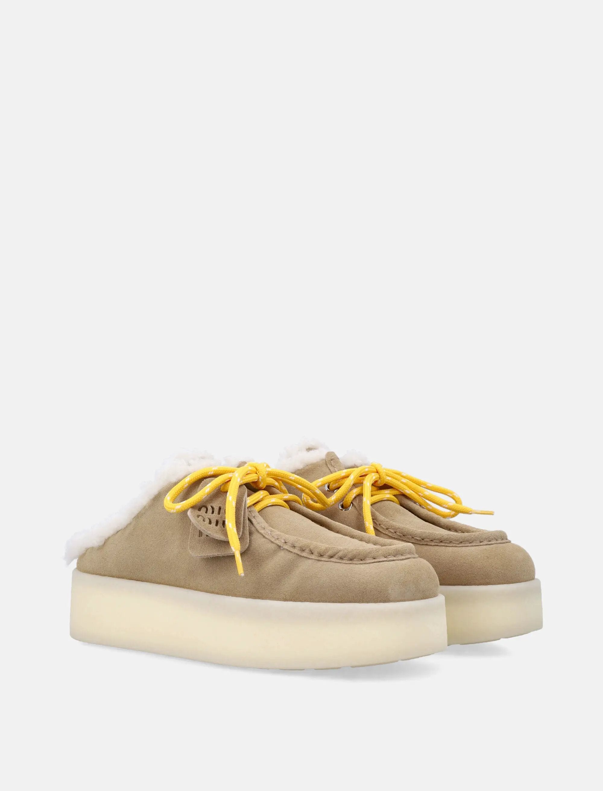 Suede Mule Loafers With Shearling Lining Miu miu – Гарантія оригінальності – вид ззаду