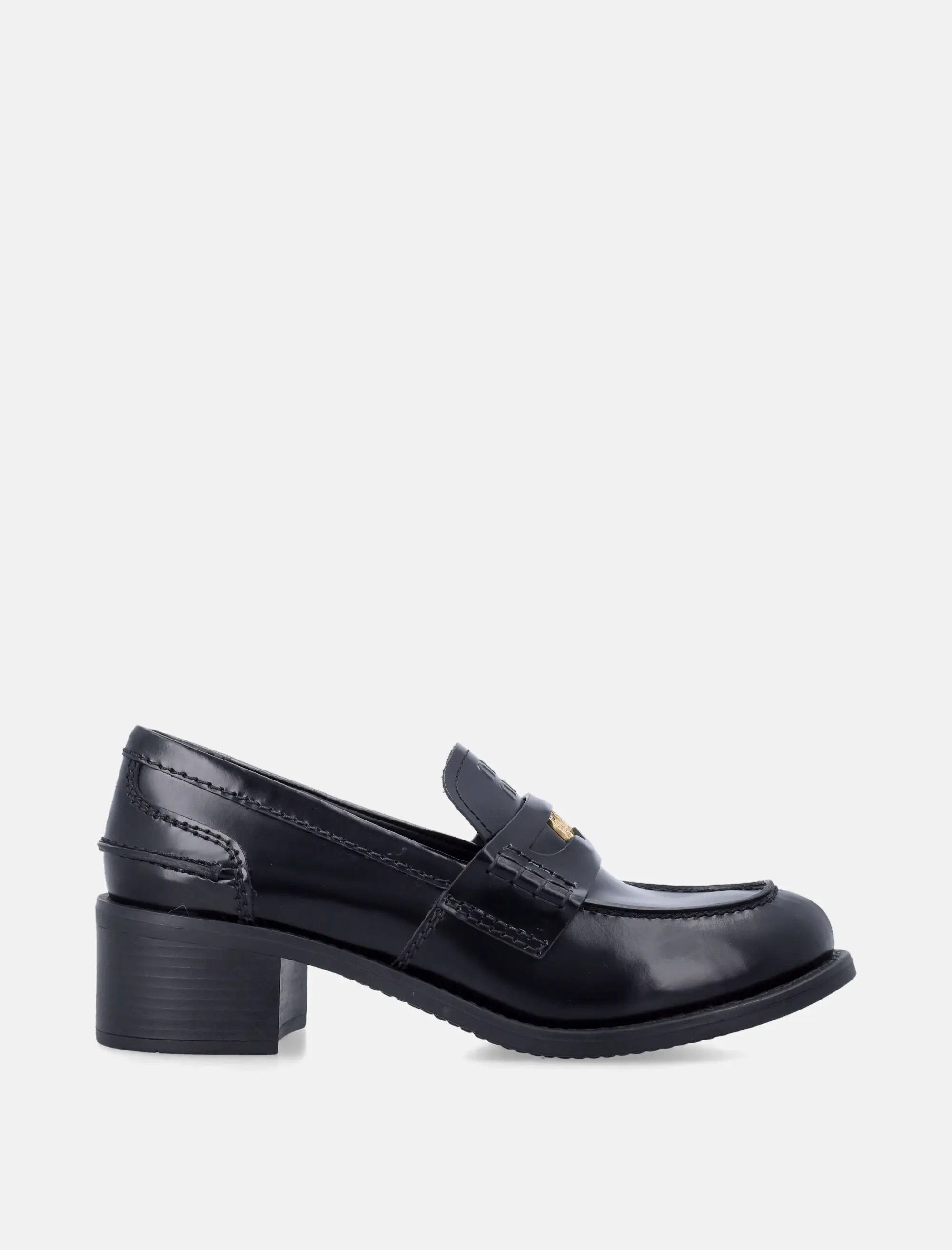 Оригінальна Black Brushed Leather Loafers Miu miu – боковий вид