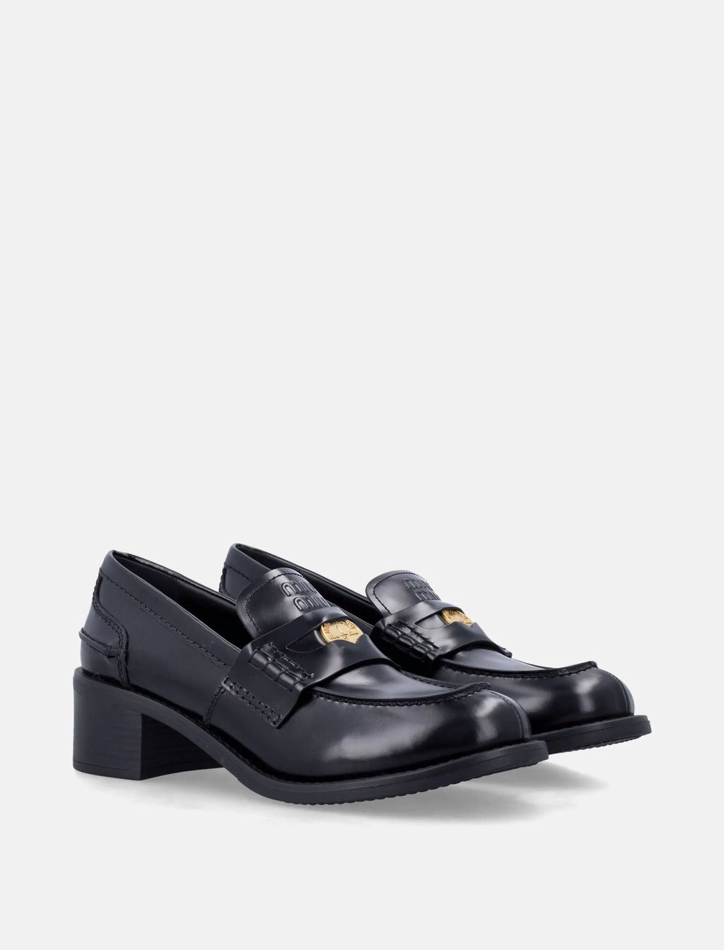 Оригінальна Black Brushed Leather Loafers Miu miu – вид ззаду
