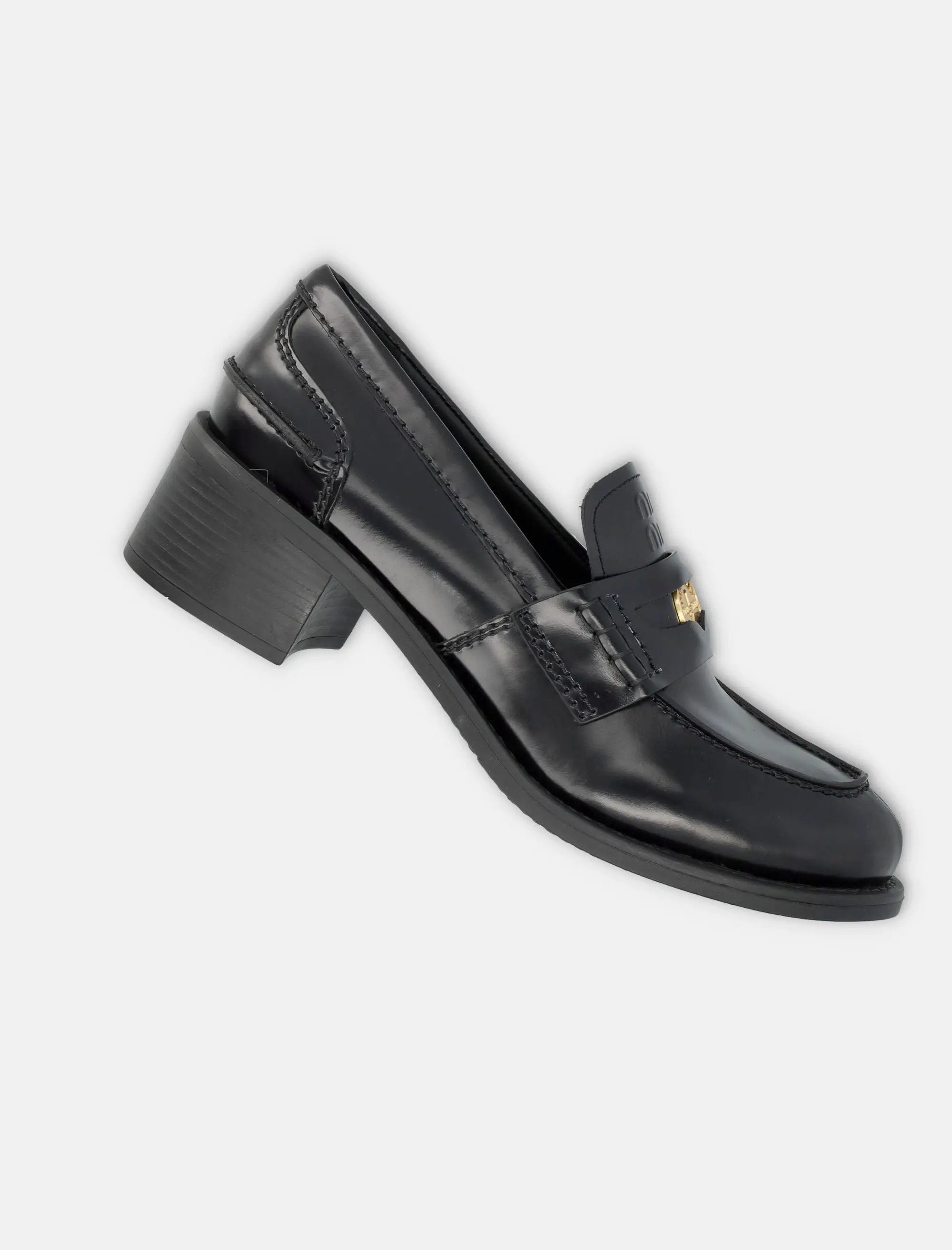 Оригінальна Black Brushed Leather Loafers Miu miu – детальний вид