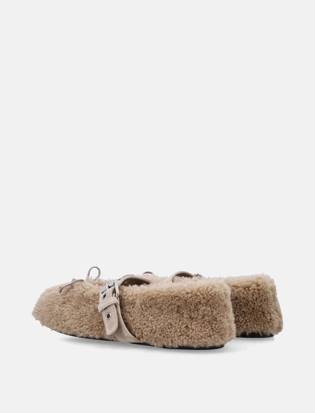 Оригінальна Shearling Ballerinas With Buckle Strap Miu miu – збільшений вид