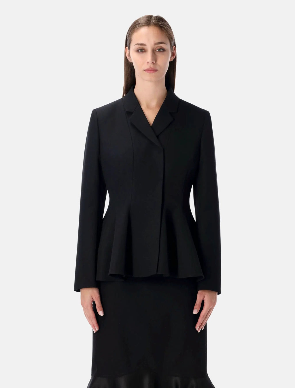 Оригінальна Black Wool Tailored Peplum Jacket Fendi – боковий вид