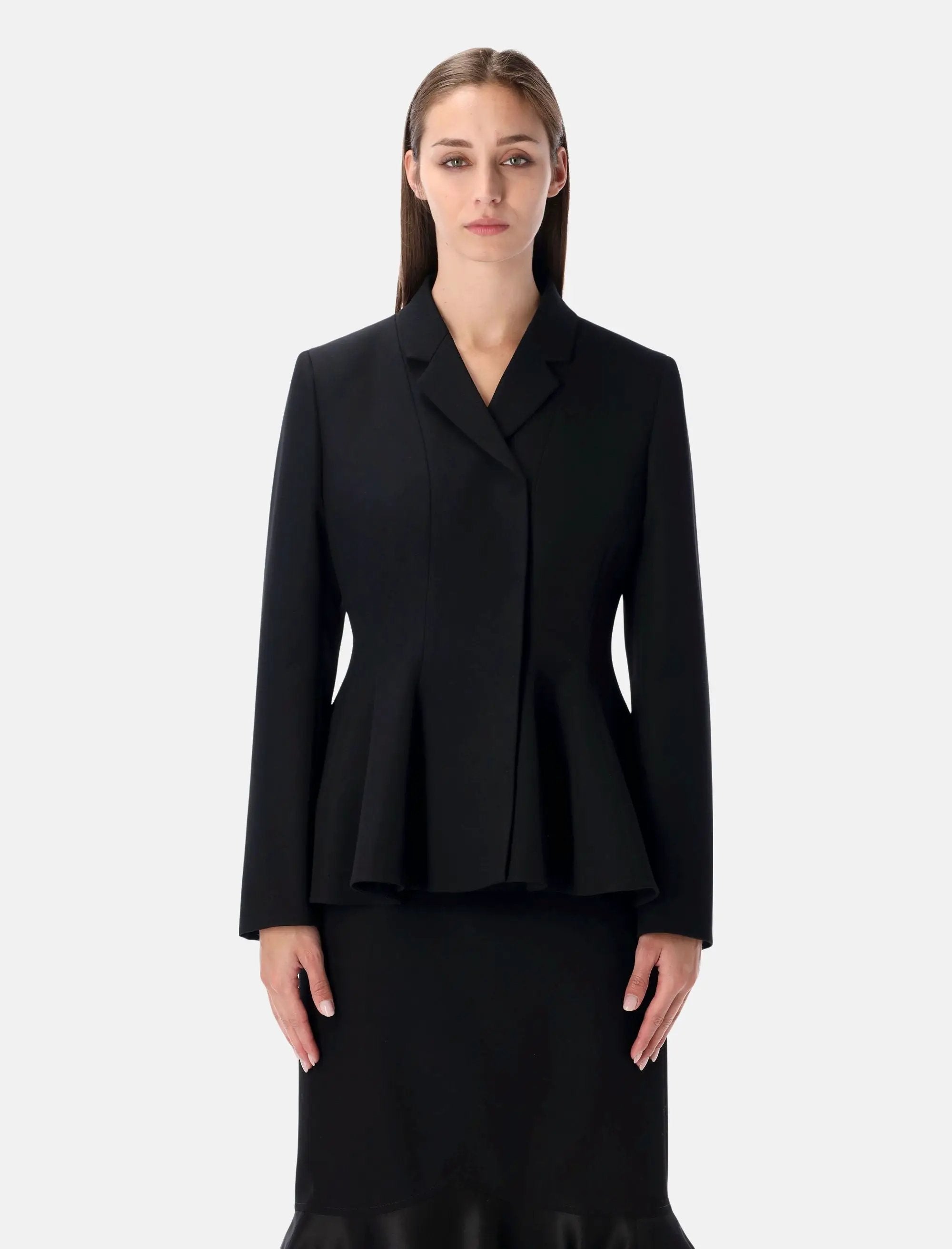 Оригінальна Black Wool Tailored Peplum Jacket Fendi – боковий вид