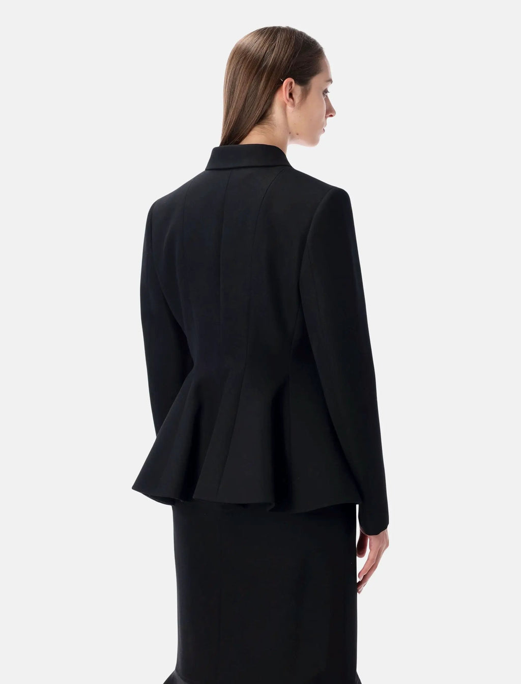 Оригінальна Black Wool Tailored Peplum Jacket Fendi – вид ззаду
