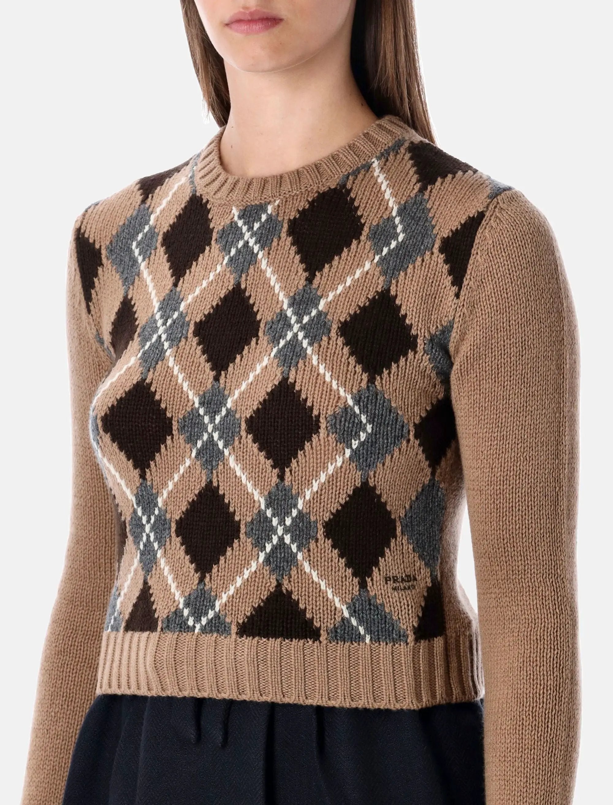 Оригінальна Cashmere Sweater With Argyle Pattern Prada – детальний вид