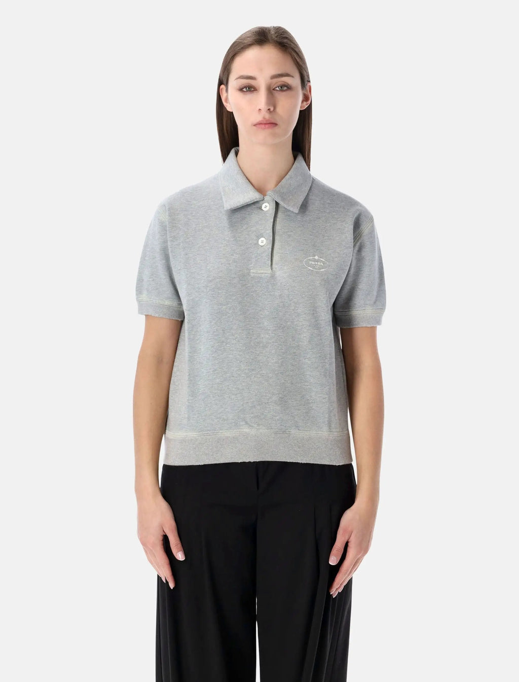 Vintage Effect Cotton Fleece Polo Prada оригінал – Купити в Україні – боковий вид