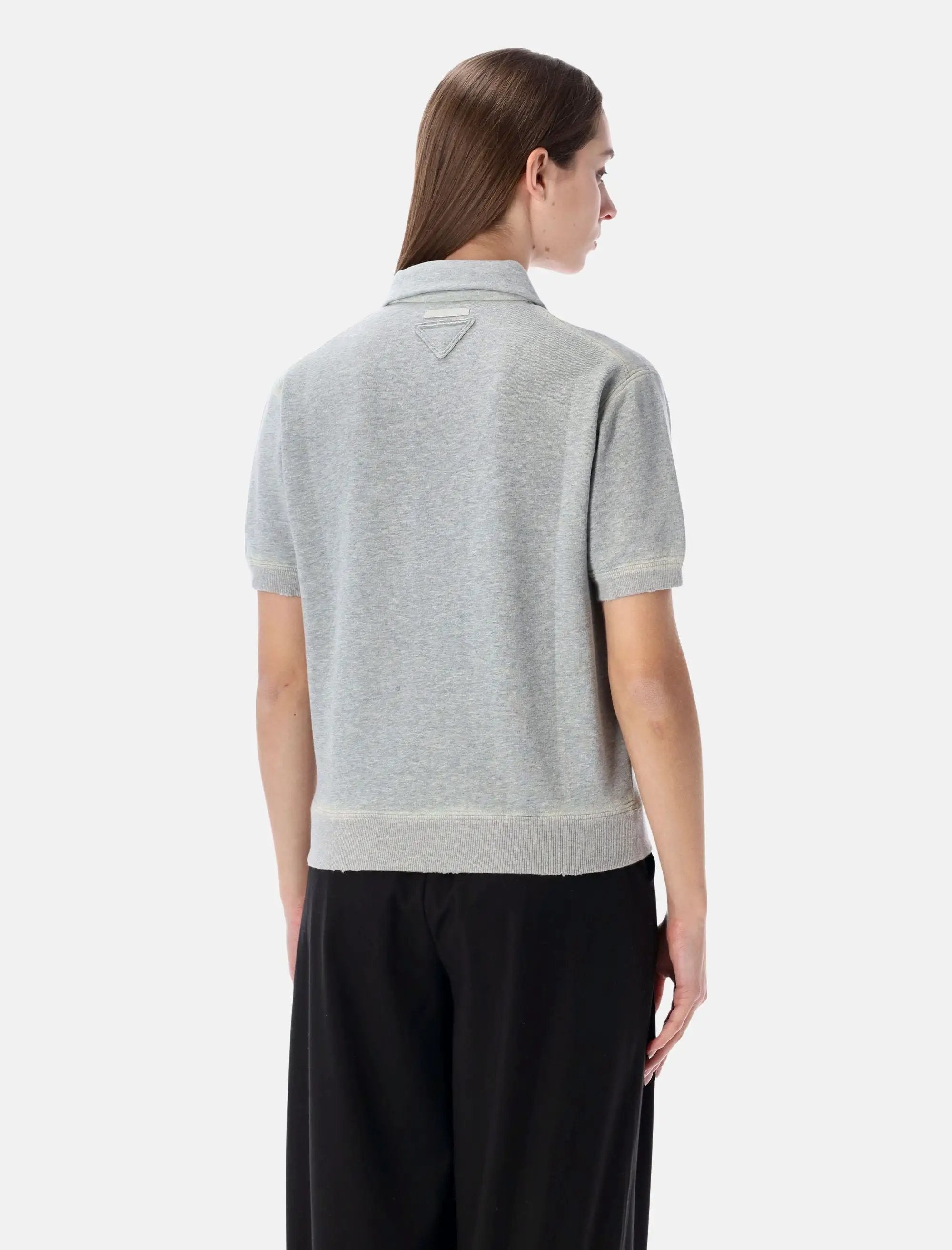 Vintage Effect Cotton Fleece Polo Prada оригінал – Купити в Україні – вид ззаду