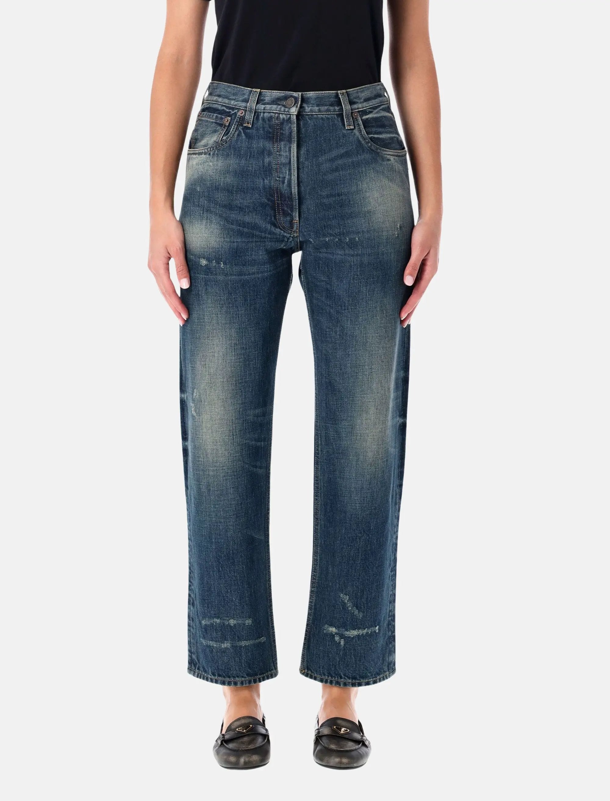 Straight Leg Vintage Wash Blue Jeans Prada – Гарантія оригінальності – боковий вид