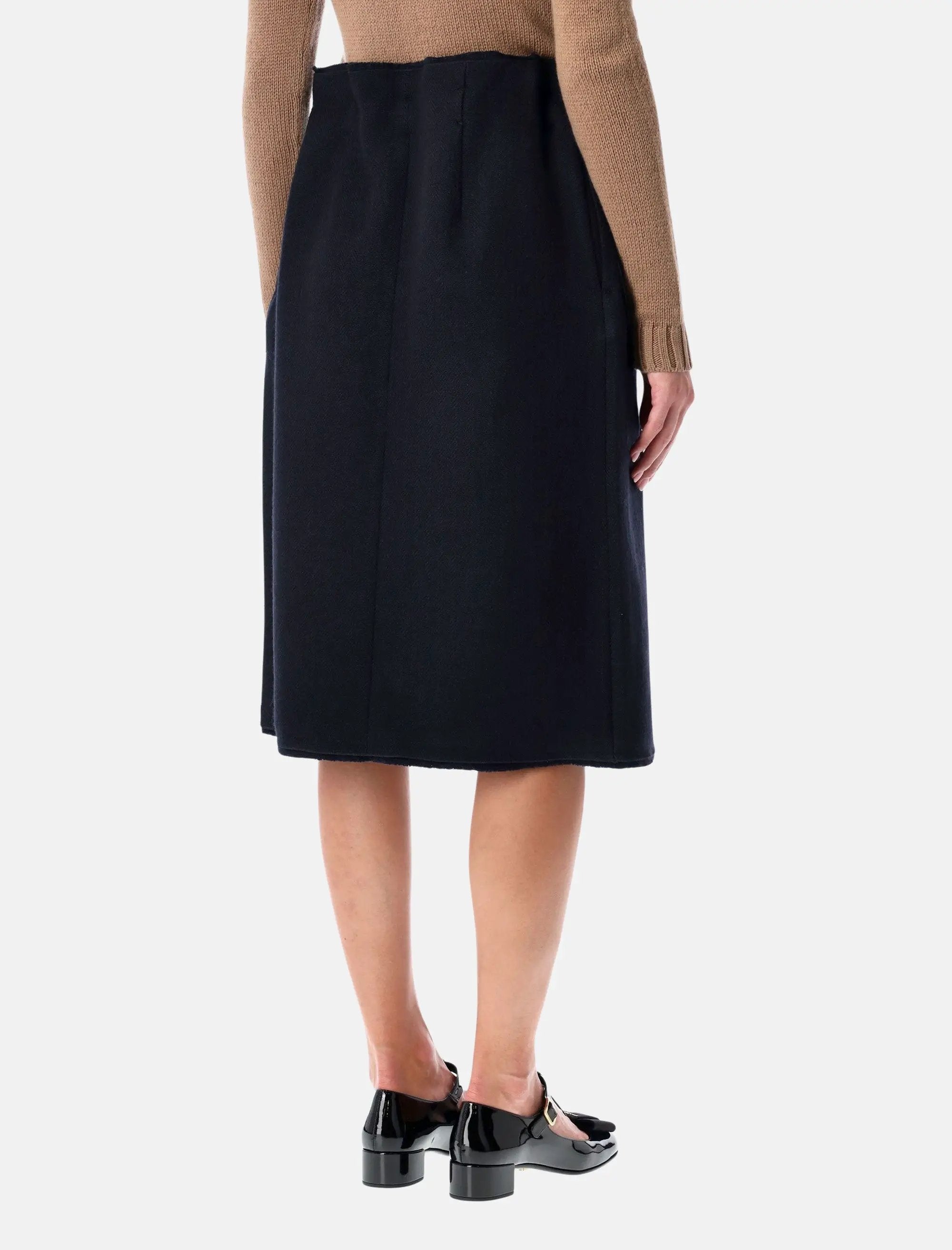 Chevron Wool MIDI Skirt With Bow Detail Prada – Гарантія оригінальності – вид ззаду