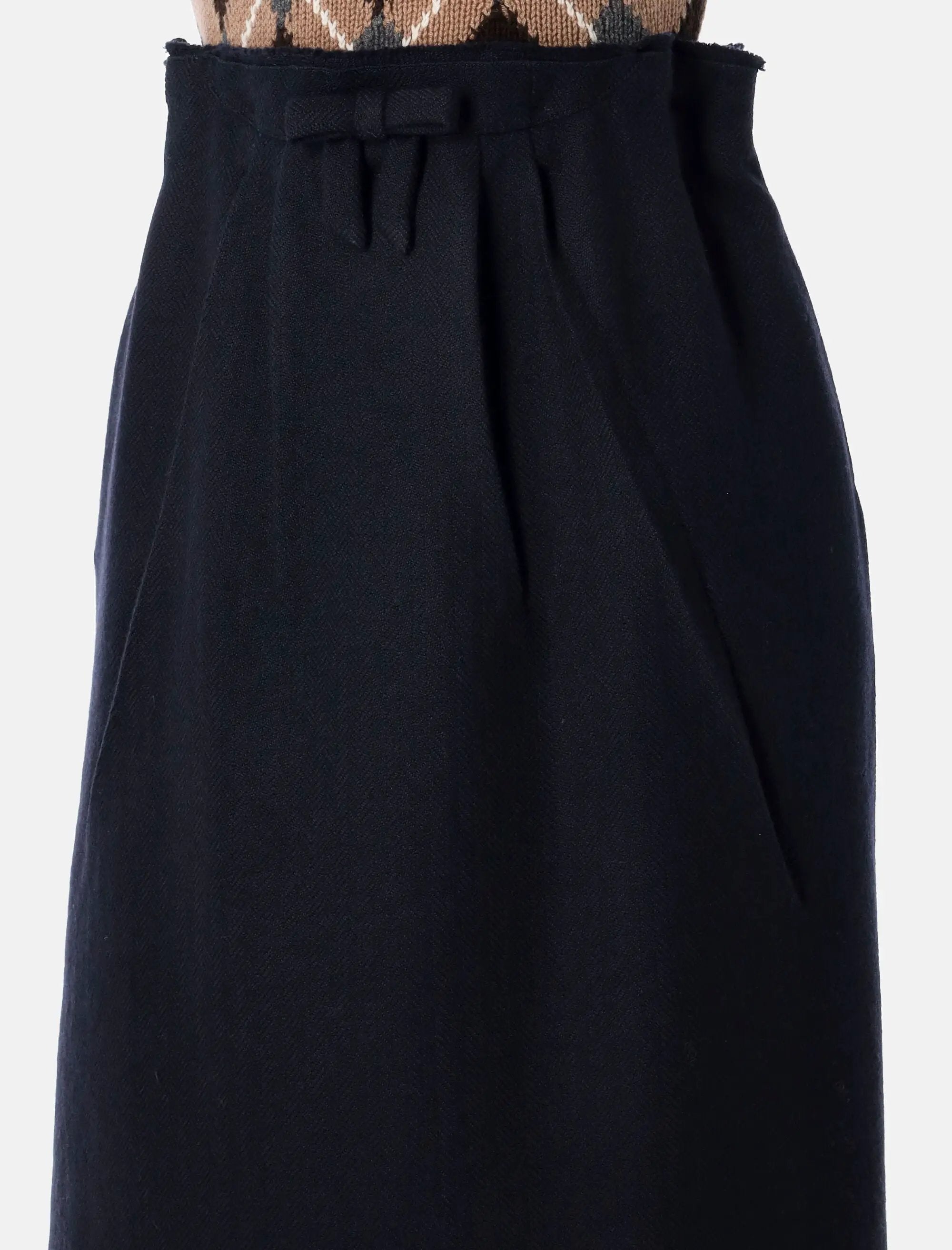 Chevron Wool MIDI Skirt With Bow Detail Prada – Гарантія оригінальності – детальний вид
