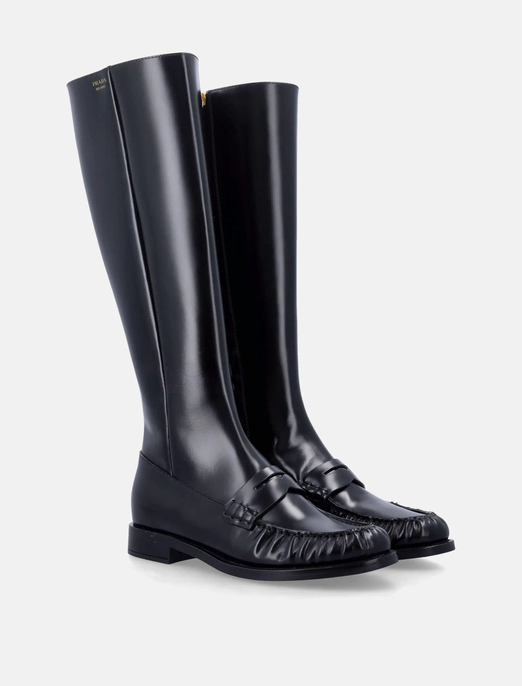 Polished Leather Penny Knee High Boots Prada оригінал – Купити в Україні – вид ззаду