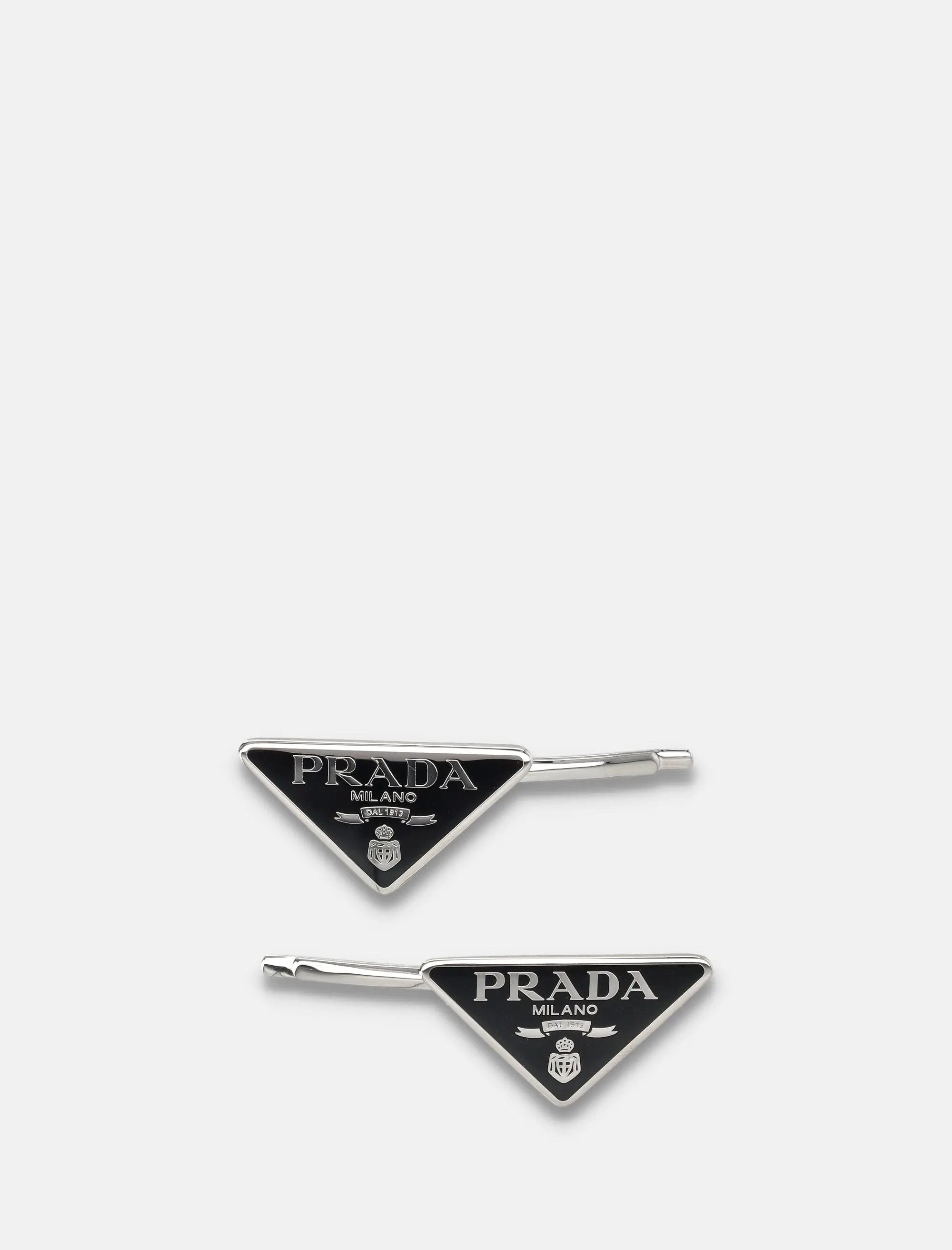 Оригінальна Metal Hair Clip With Logo Prada – боковий вид