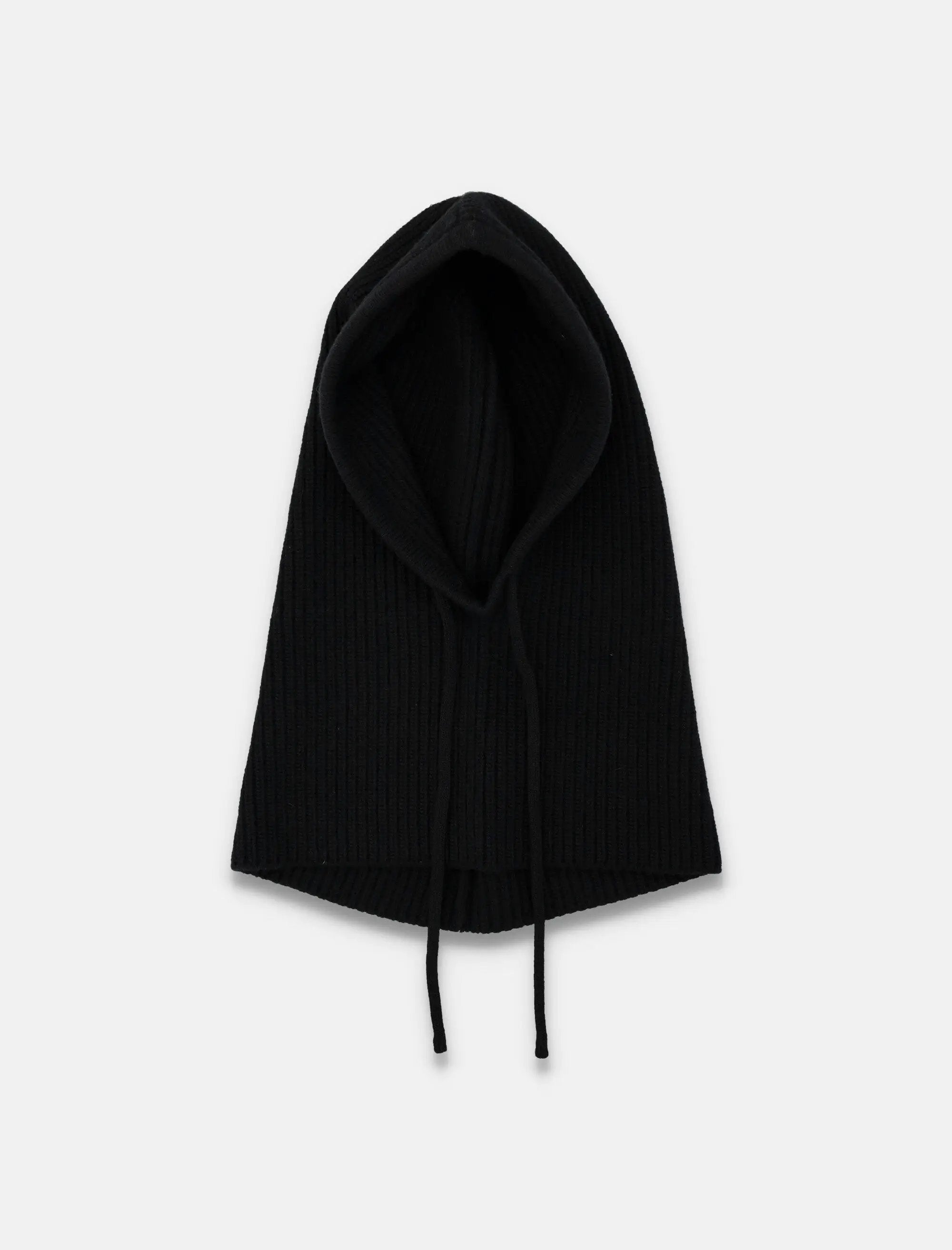 Black Ribbed Knit Hood With Prada Logo Prada – Гарантія оригінальності – боковий вид