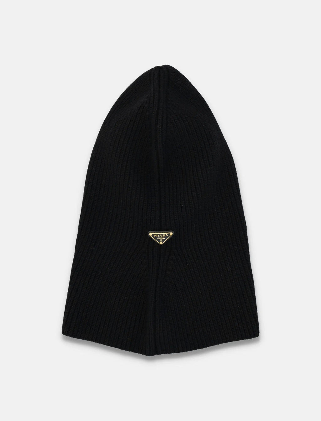 Black Ribbed Knit Hood With Prada Logo Prada – Гарантія оригінальності – вид ззаду