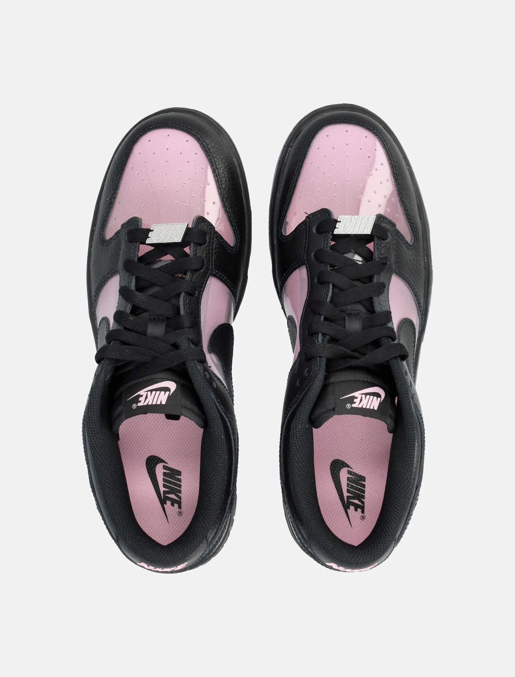 Dunk Low Sneakers In Black Leather With Pink Rise Accents Nike – Гарантія оригінальності – вид ззаду