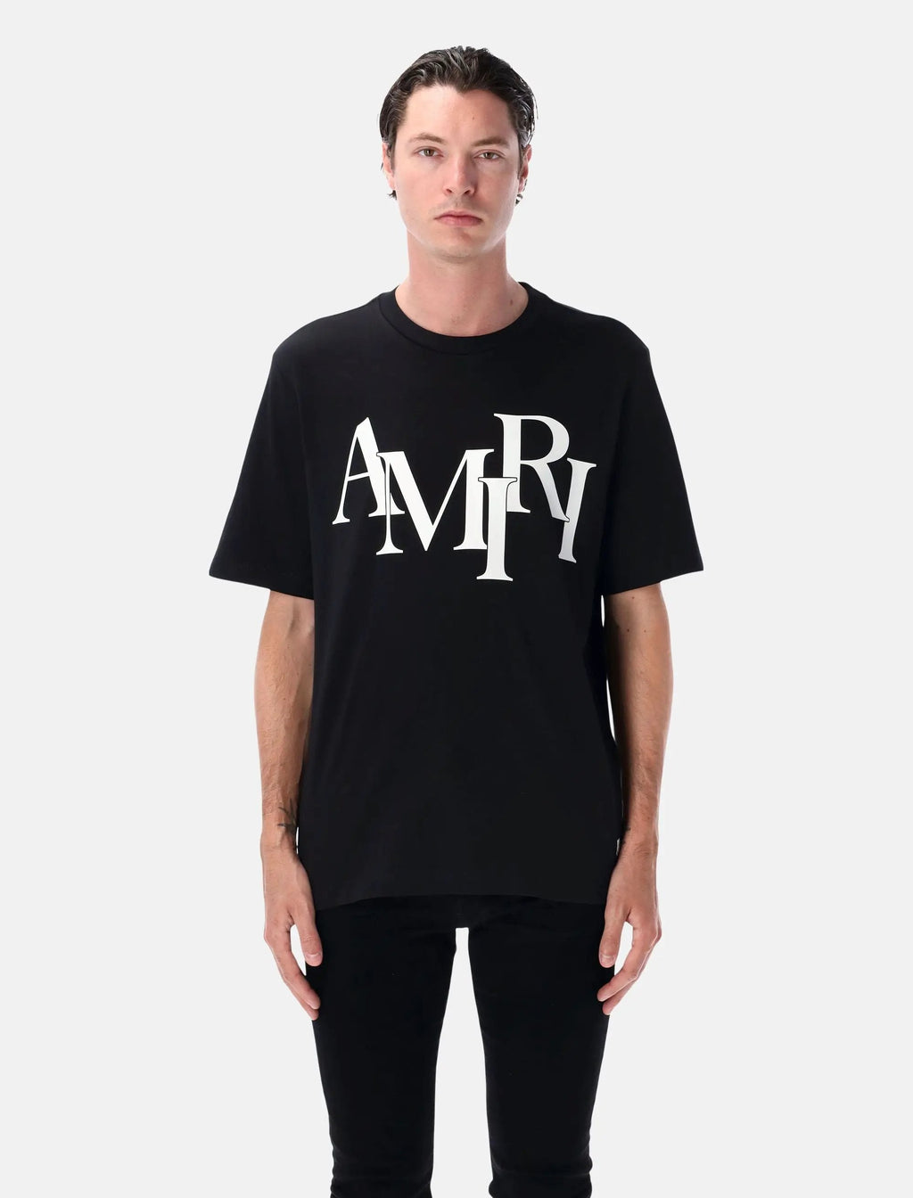 Black Staggered Logo T Shirt Amiri – Гарантія оригінальності – боковий вид