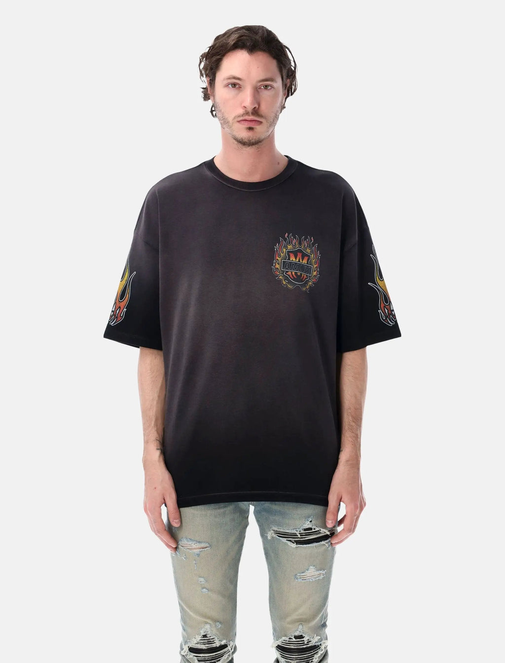 Flames Oversized Cotton T Shirt Amiri – Гарантія оригінальності – боковий вид