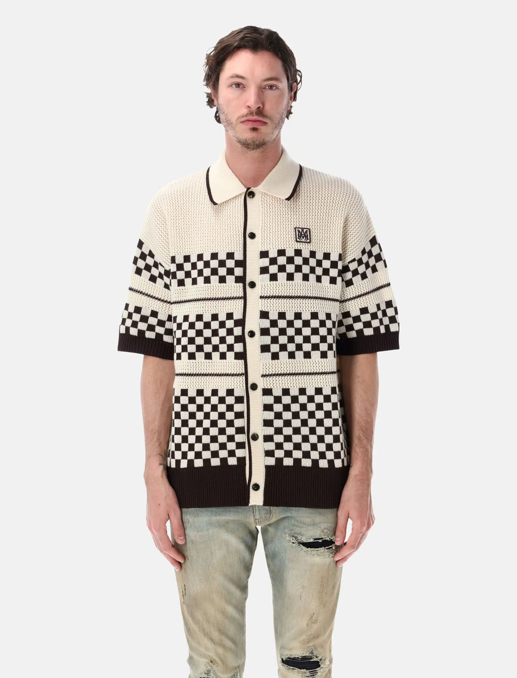 Checkered Mesh Wool Shirt Amiri оригінал – Купити в Україні – боковий вид