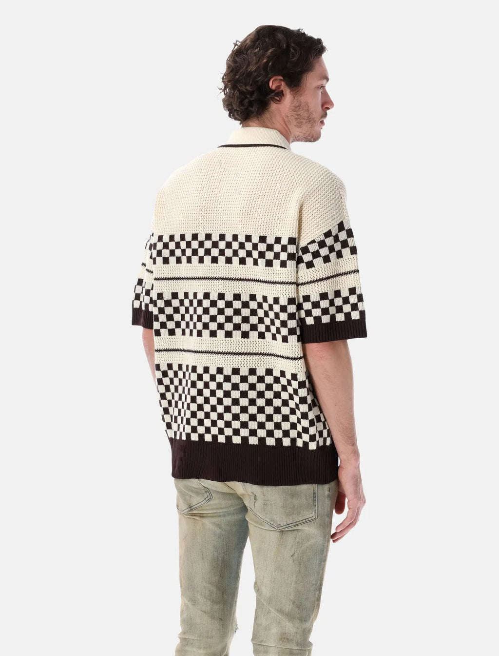 Checkered Mesh Wool Shirt Amiri оригінал – Купити в Україні – вид ззаду