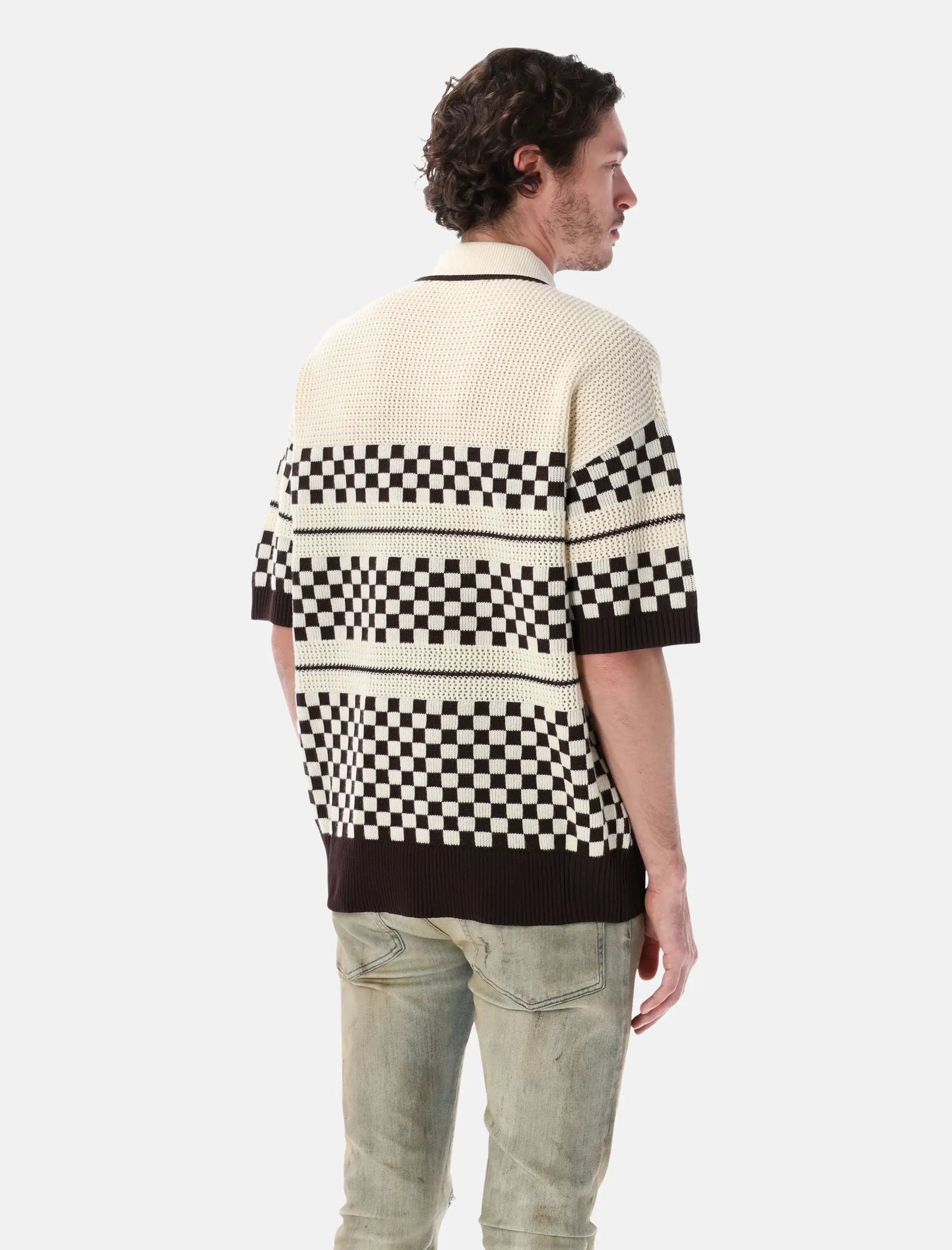 Checkered Mesh Wool Shirt Amiri оригінал – Купити в Україні – вид ззаду