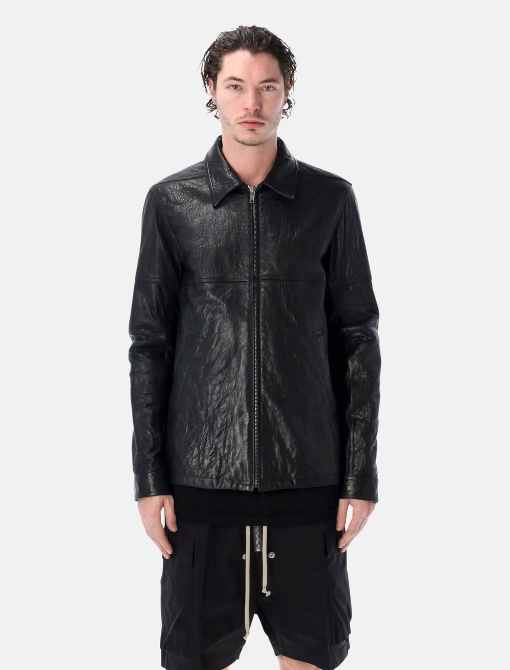 Brad Leather Jacket Rick owens – Гарантія оригінальності – боковий вид