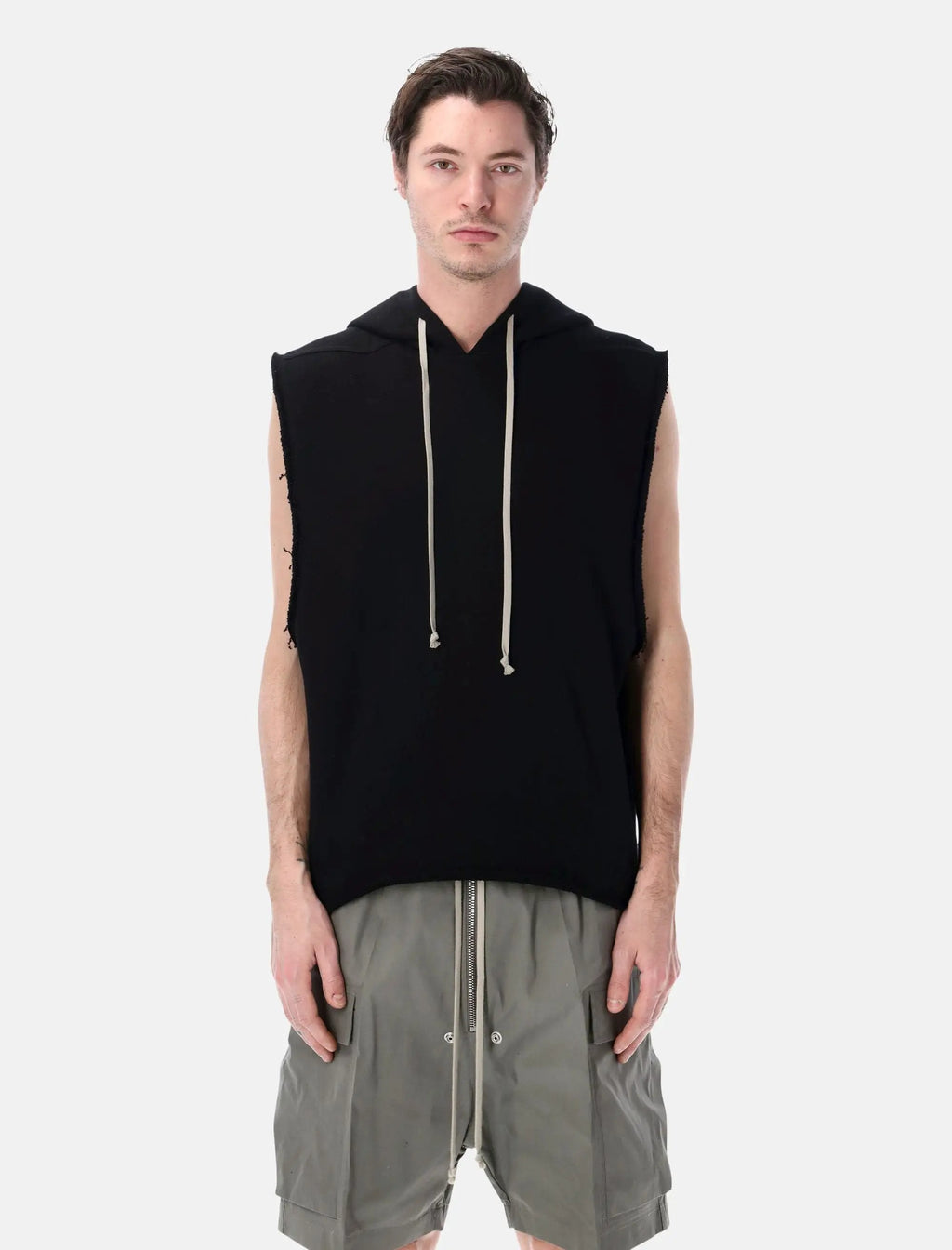 Sleeveless Black Hoodie Rick owens – Гарантія оригінальності – боковий вид