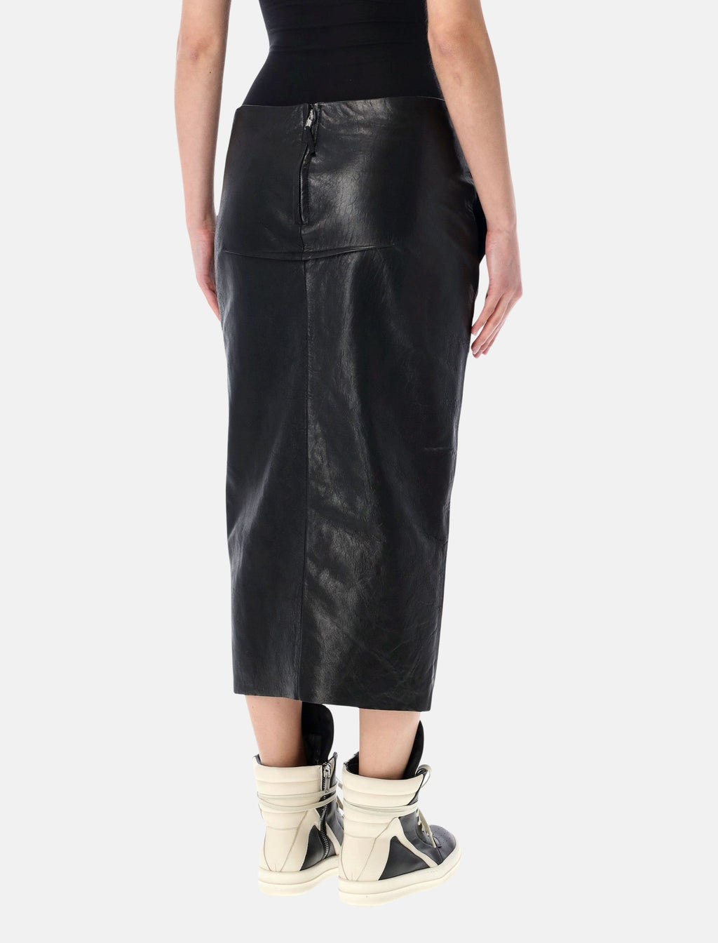 Оригінальна Calf Sliced Leather Skirt Rick owens – вид ззаду