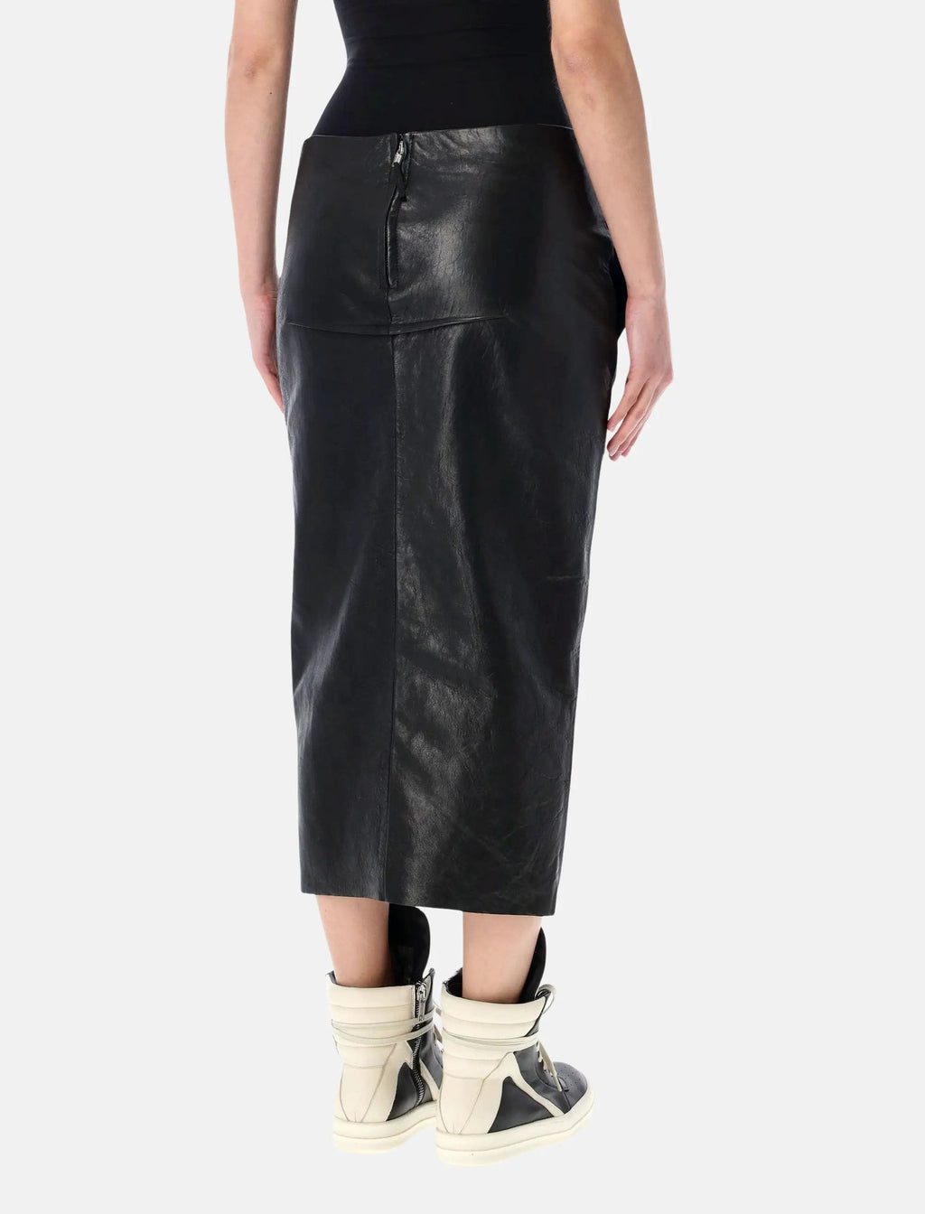 Оригінальна Calf Sliced Leather Skirt Rick owens – вид ззаду