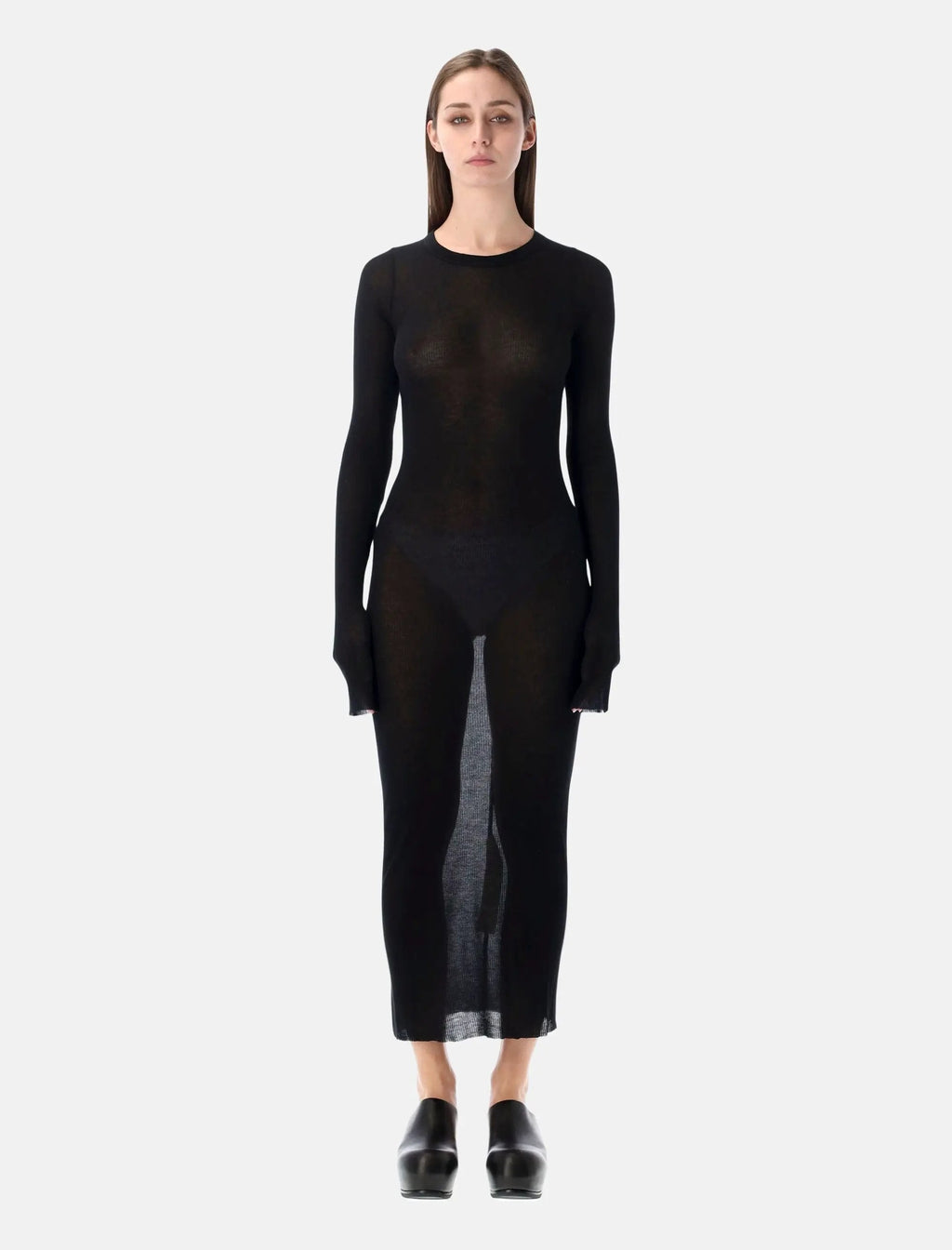 Ribbed Long Sleeves Dress Rick owens оригінал – Купити в Україні – боковий вид