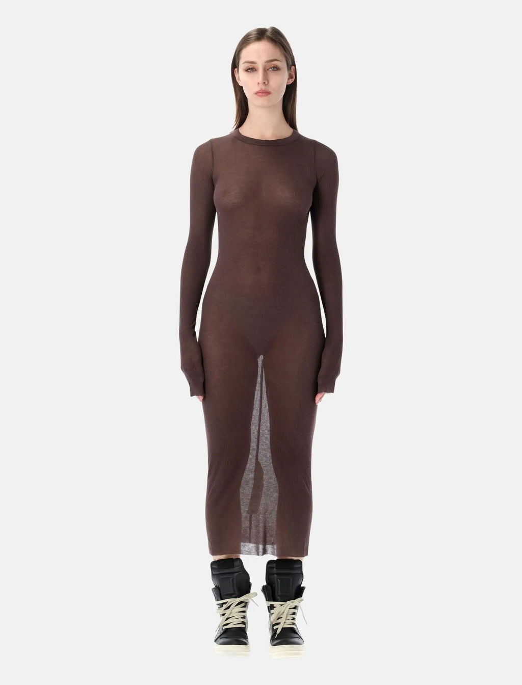 Ribbed Long Sleeves Dress Rick owens оригінал – Купити в Україні – боковий вид