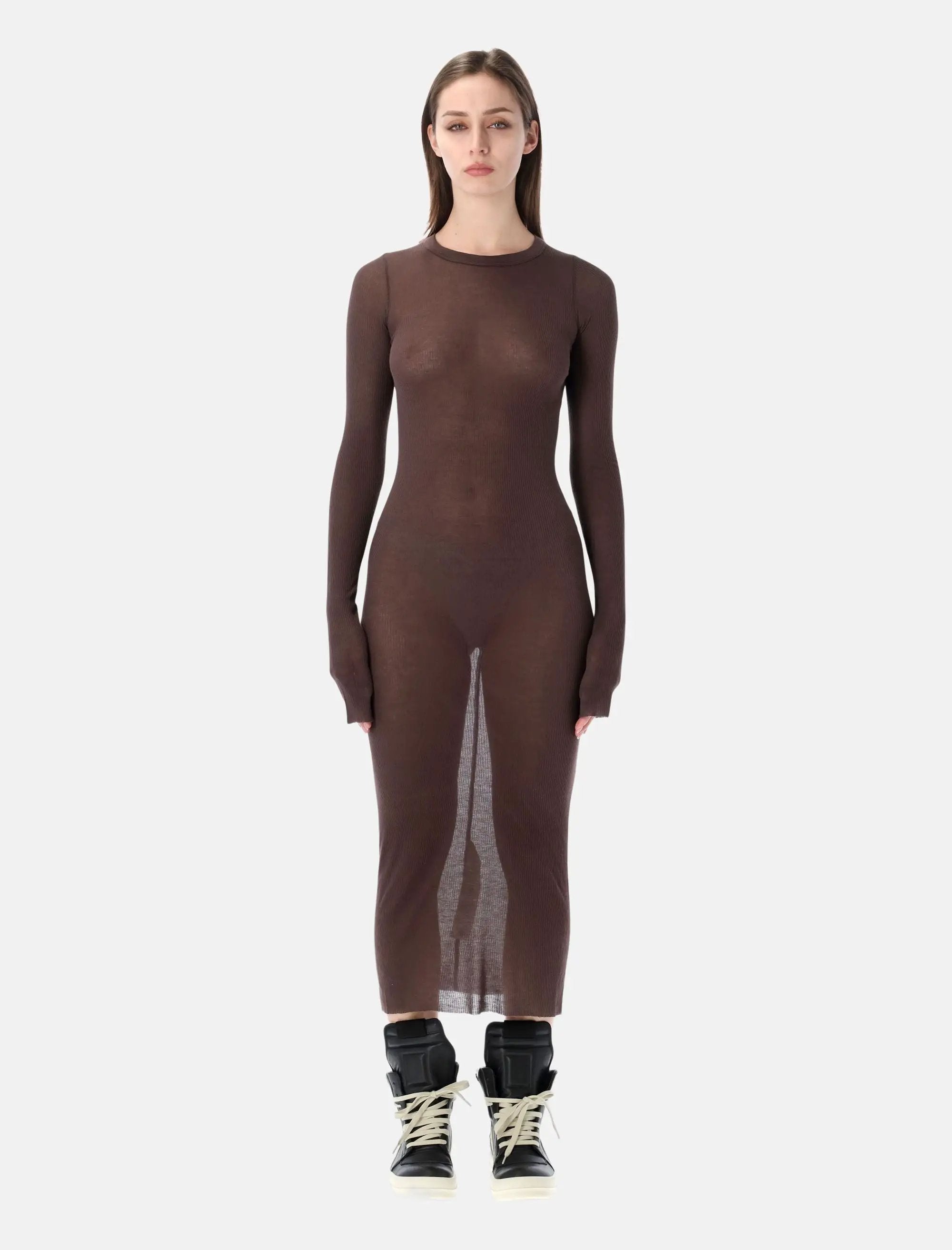 Ribbed Long Sleeves Dress Rick owens оригінал – Купити в Україні – боковий вид