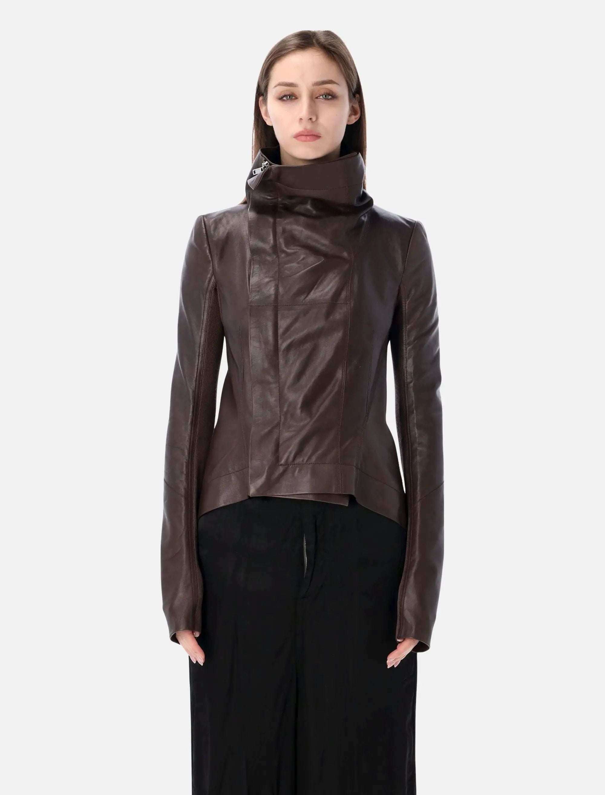 Naska Leather Biker Jacket Rick owens – Гарантія оригінальності – боковий вид