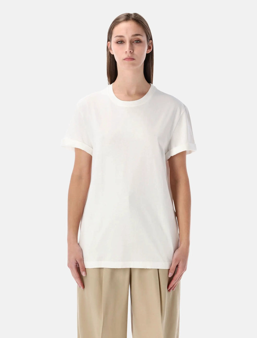 White Distressed Cotton T Shirt Golden goose оригінал – Купити в Україні – боковий вид