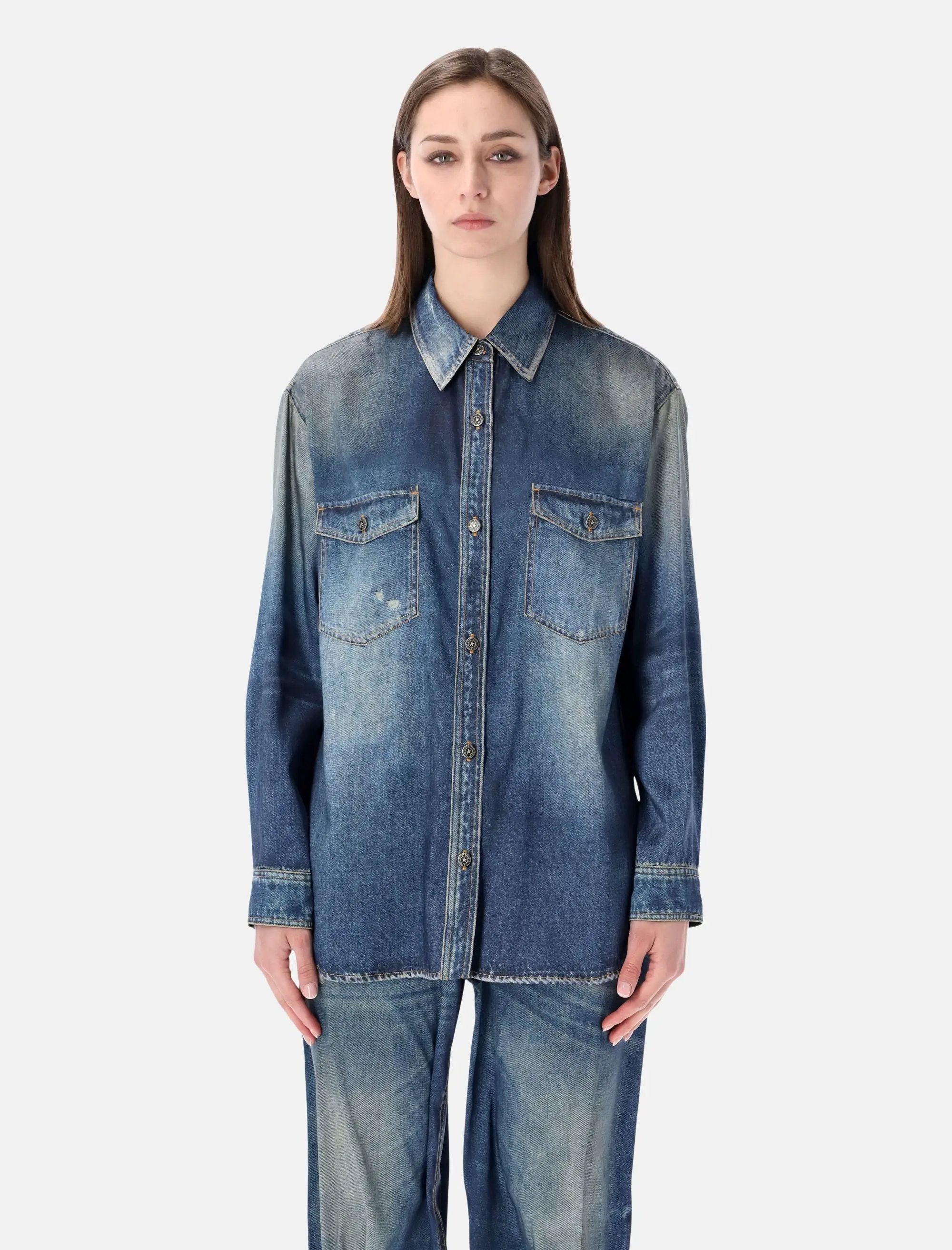 Overshirt Print Blue Golden goose – Гарантія оригінальності – боковий вид