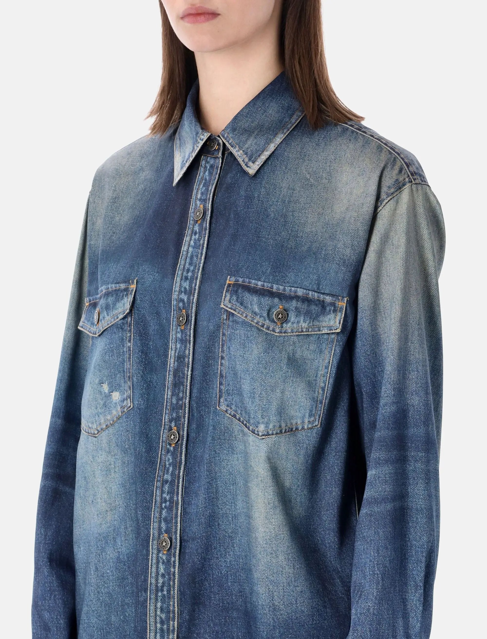 Overshirt Print Blue Golden goose – Гарантія оригінальності – детальний вид