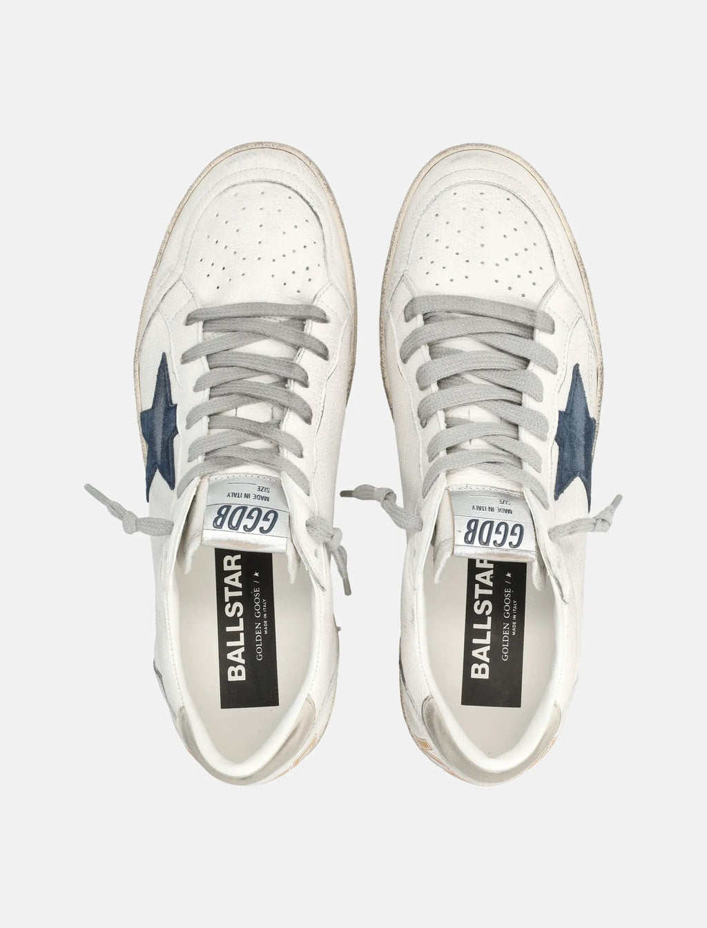 Ball Star White Leather Sneakers With Blue Star Golden goose оригінал – Купити в Україні – вид ззаду