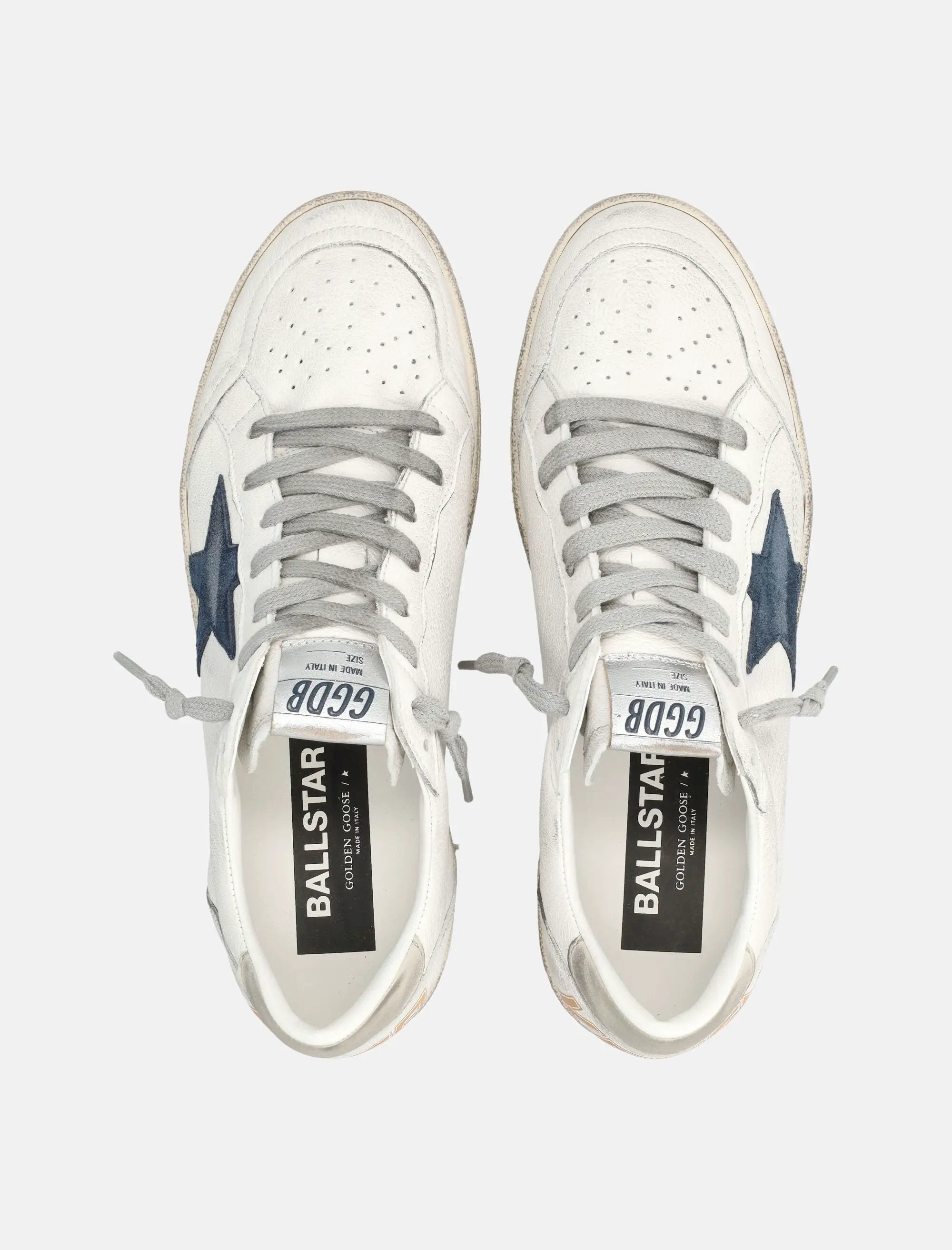 Ball Star White Leather Sneakers With Blue Star Golden goose оригінал – Купити в Україні – вид ззаду