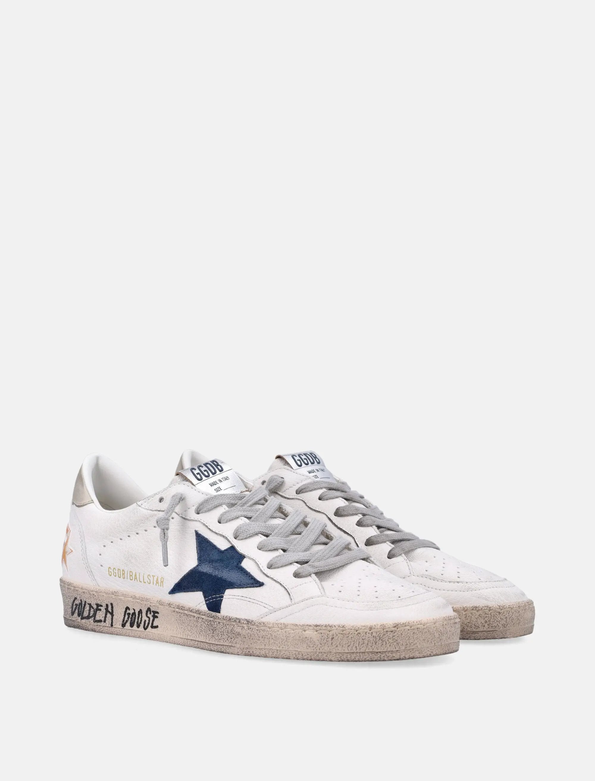 Ball Star White Leather Sneakers With Blue Star Golden goose оригінал – Купити в Україні – детальний вид