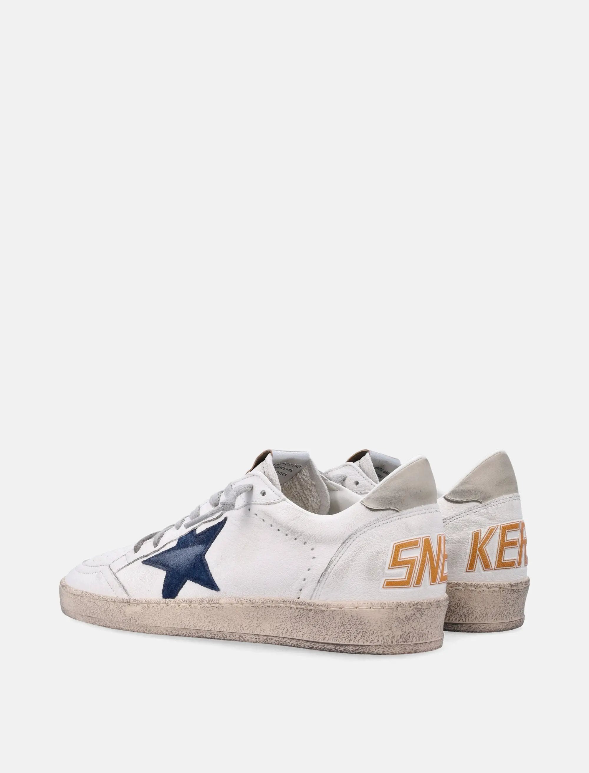 Ball Star White Leather Sneakers With Blue Star Golden goose оригінал – Купити в Україні – збільшений вид