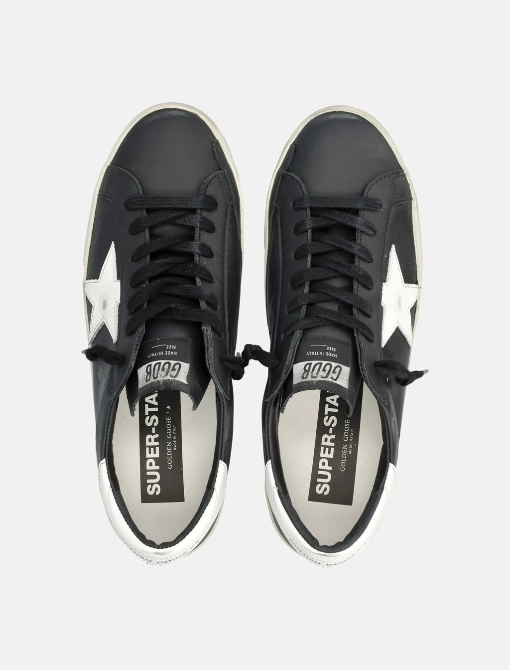 Super Star Black Leather Sneakers With White Star Golden goose оригінал – Купити в Україні – вид ззаду