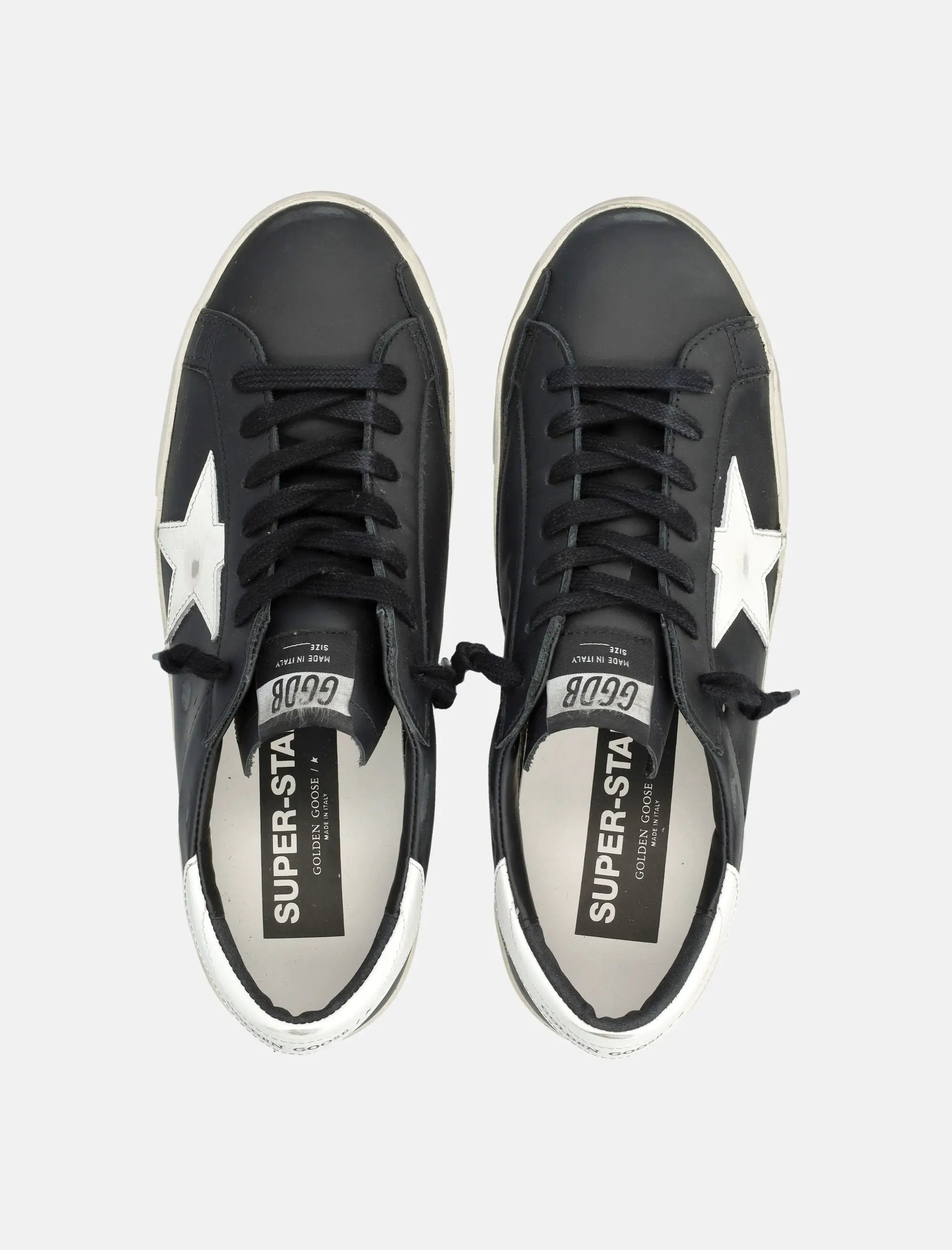 Super Star Black Leather Sneakers With White Star Golden goose оригінал – Купити в Україні – вид ззаду