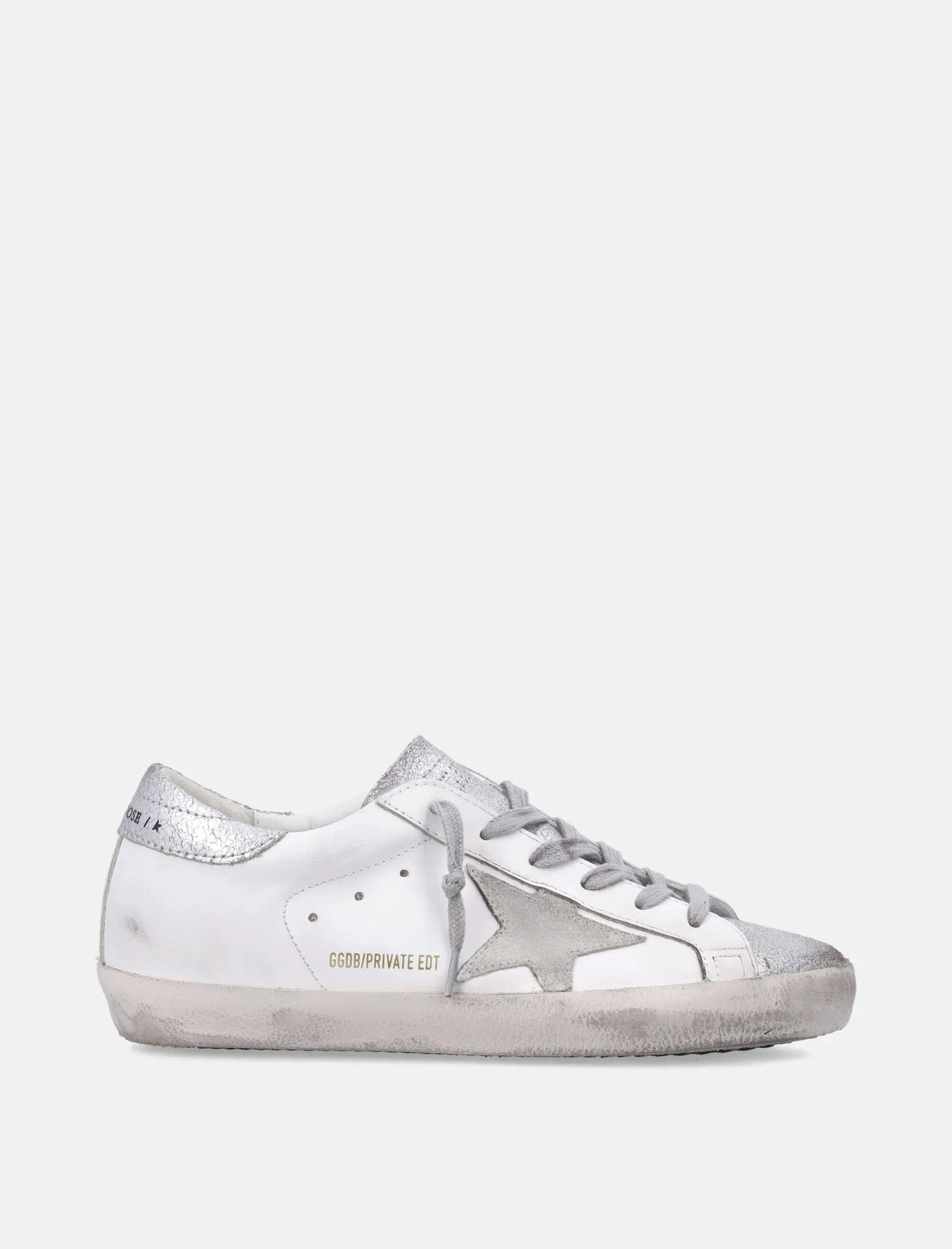 Super Star White And Silver Leather Womans Sneakers Golden goose – Гарантія оригінальності – боковий вид