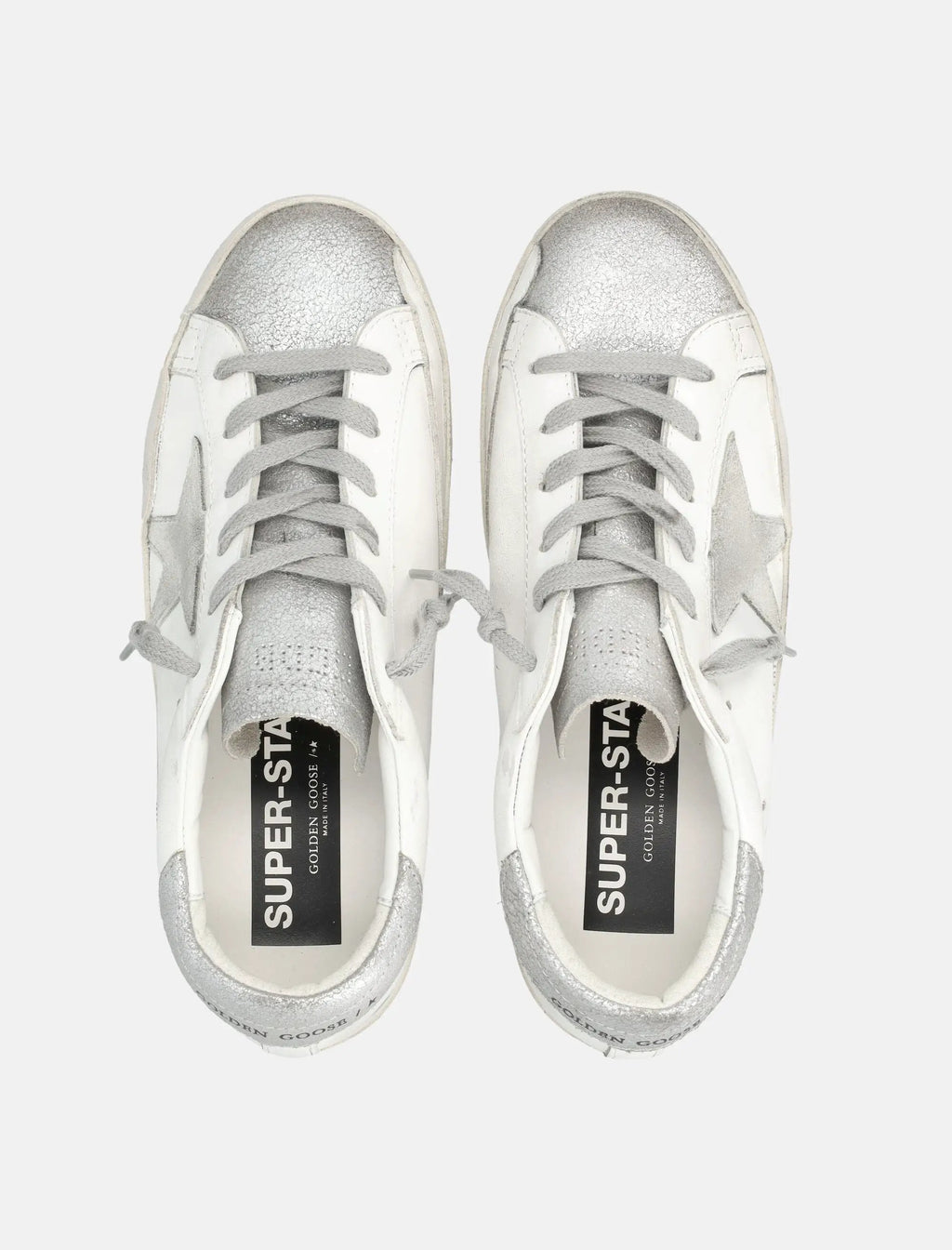 Super Star White And Silver Leather Womans Sneakers Golden goose – Гарантія оригінальності – вид ззаду