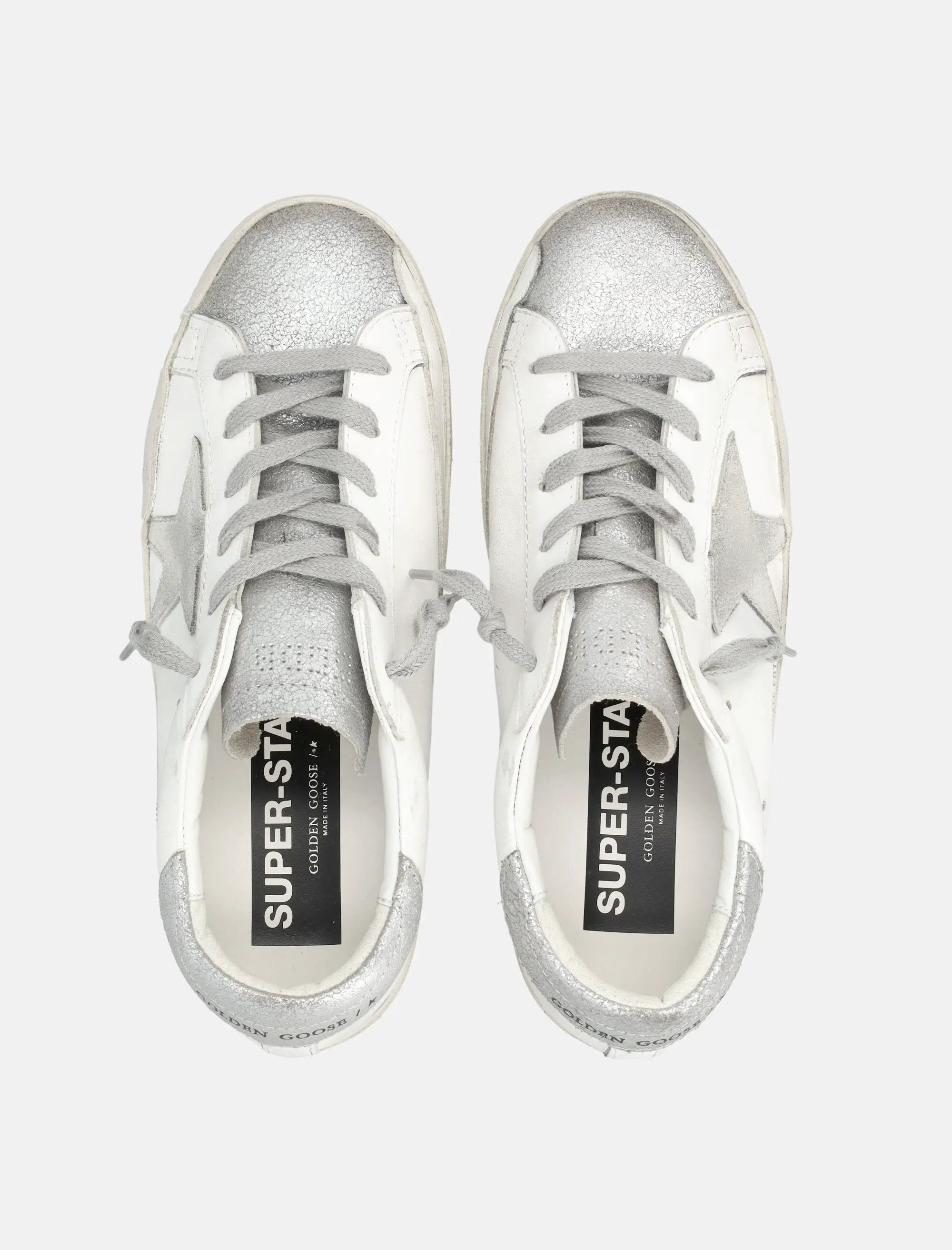 Super Star White And Silver Leather Womans Sneakers Golden goose – Гарантія оригінальності – вид ззаду