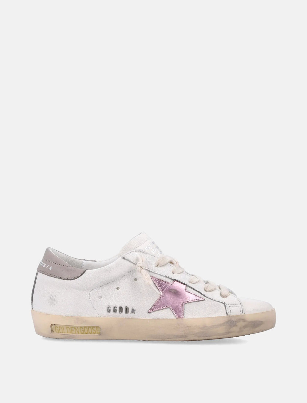 Super Star White Nappa Womans Sneakers With Pink Metallic Star Golden goose оригінал – Купити в Україні – боковий вид
