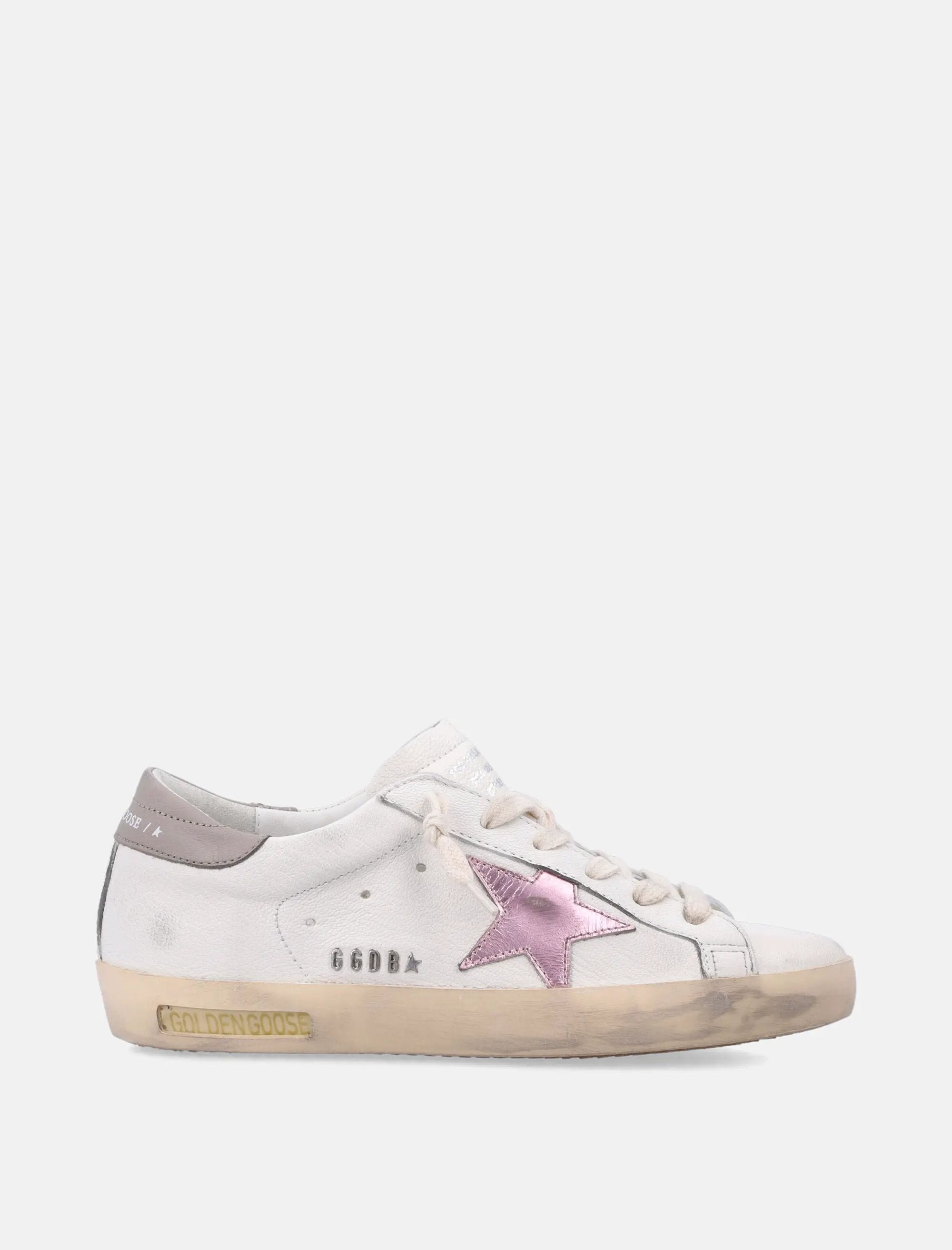 Super Star White Nappa Womans Sneakers With Pink Metallic Star Golden goose оригінал – Купити в Україні – боковий вид