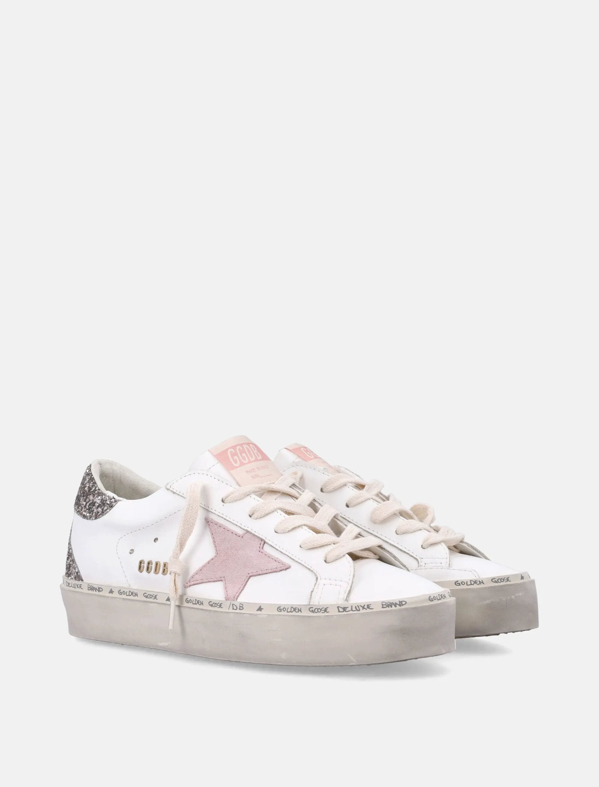 Оригінальна Hi Star White Pink Leather And Glitter Womas Sneakers Golden goose – детальний вид