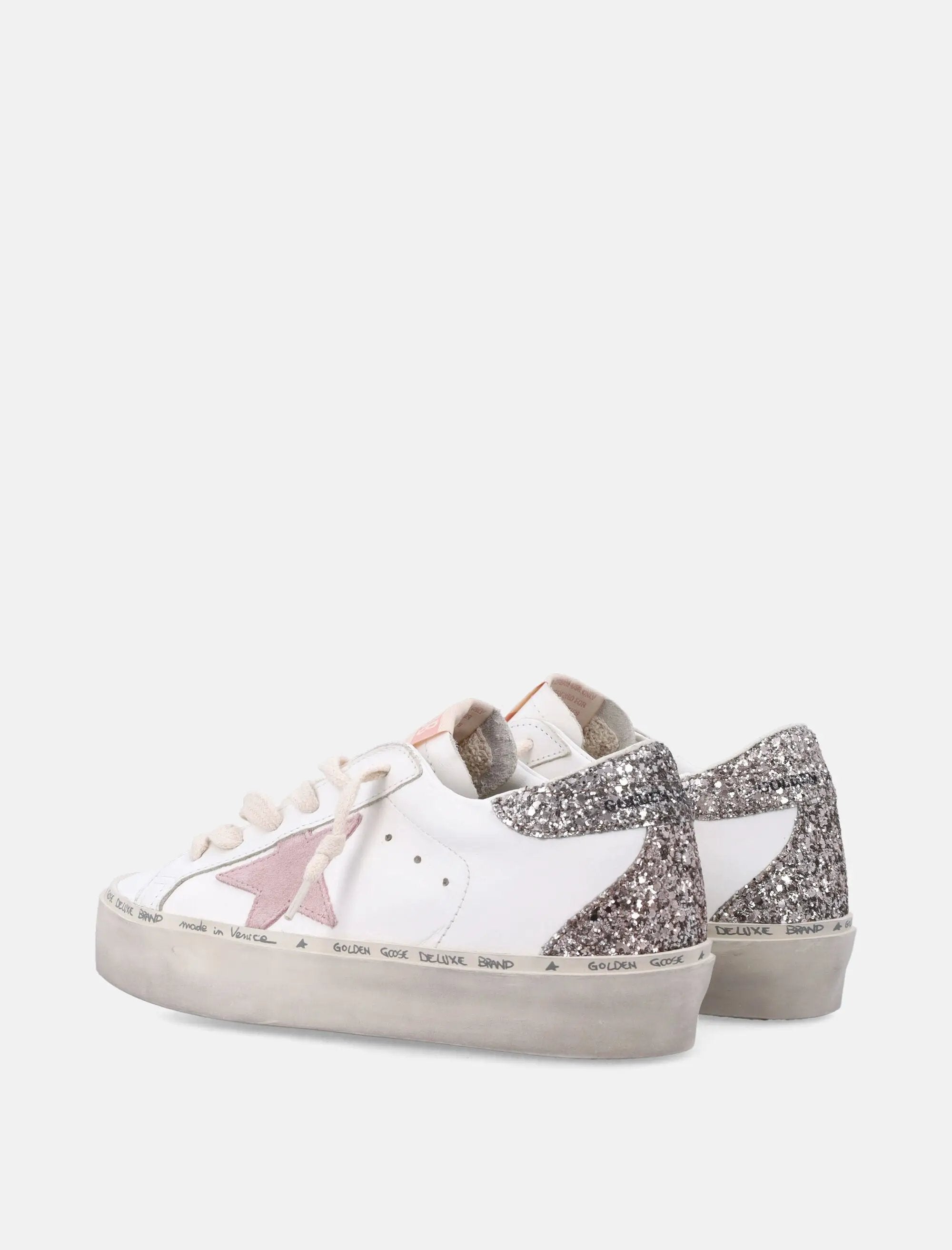 Оригінальна Hi Star White Pink Leather And Glitter Womas Sneakers Golden goose – збільшений вид