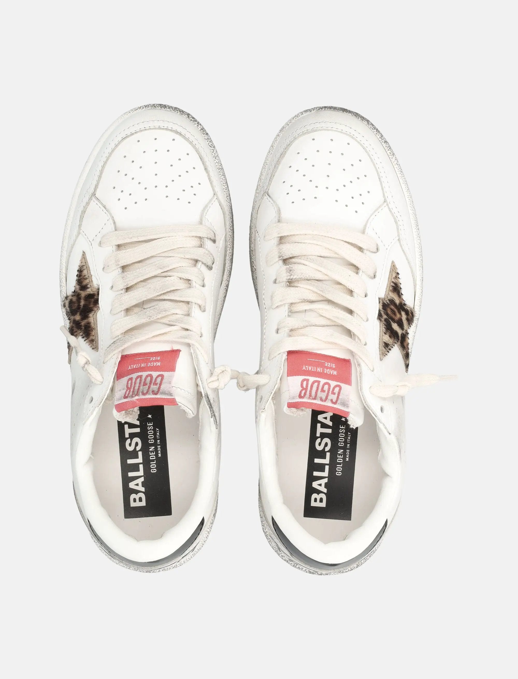 Оригінальна Ball Star White Womans Sneakers With Leopard Pony Star Golden goose – вид ззаду