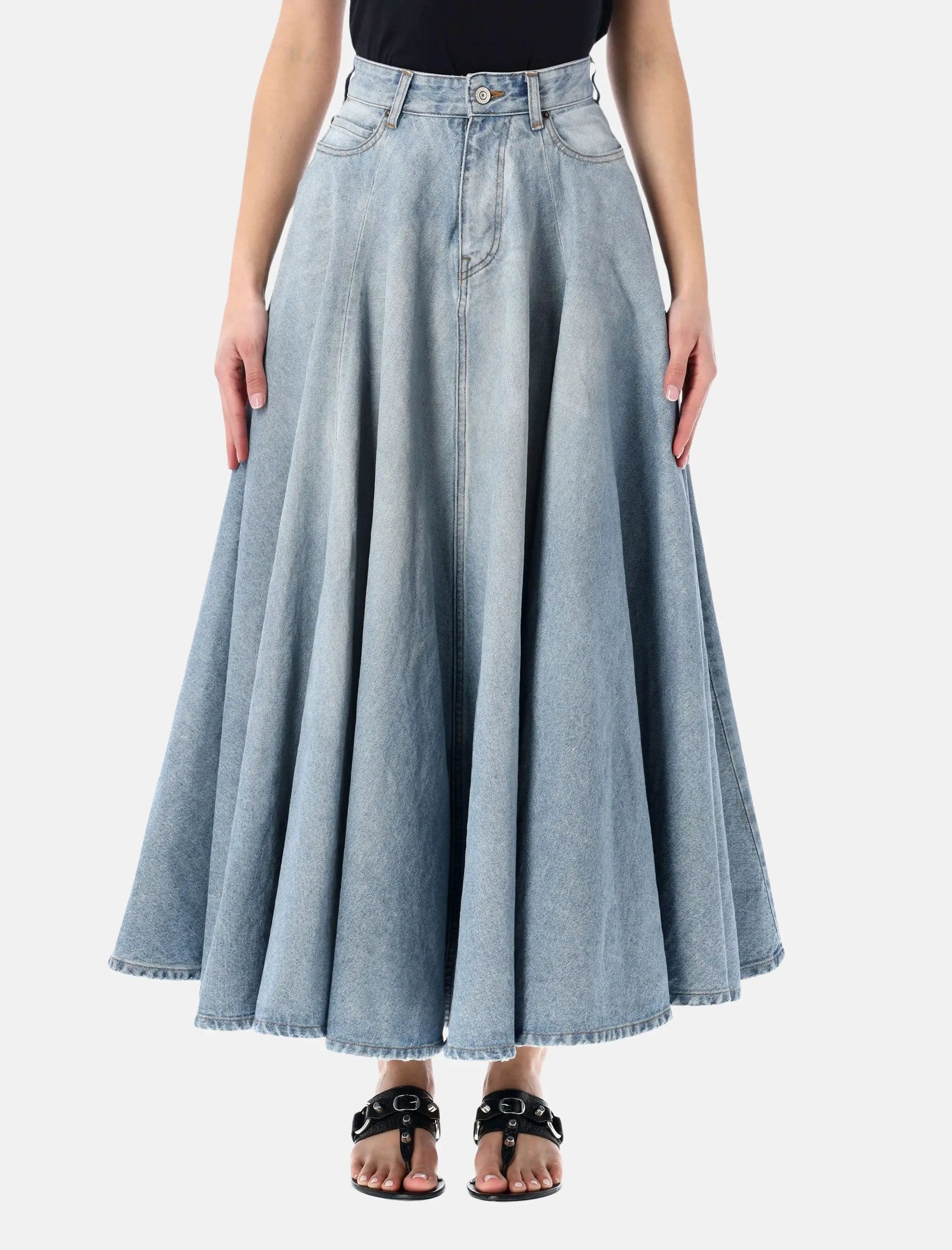 Оригінальна Godet Denim Maxi Skirt Balenciaga – боковий вид